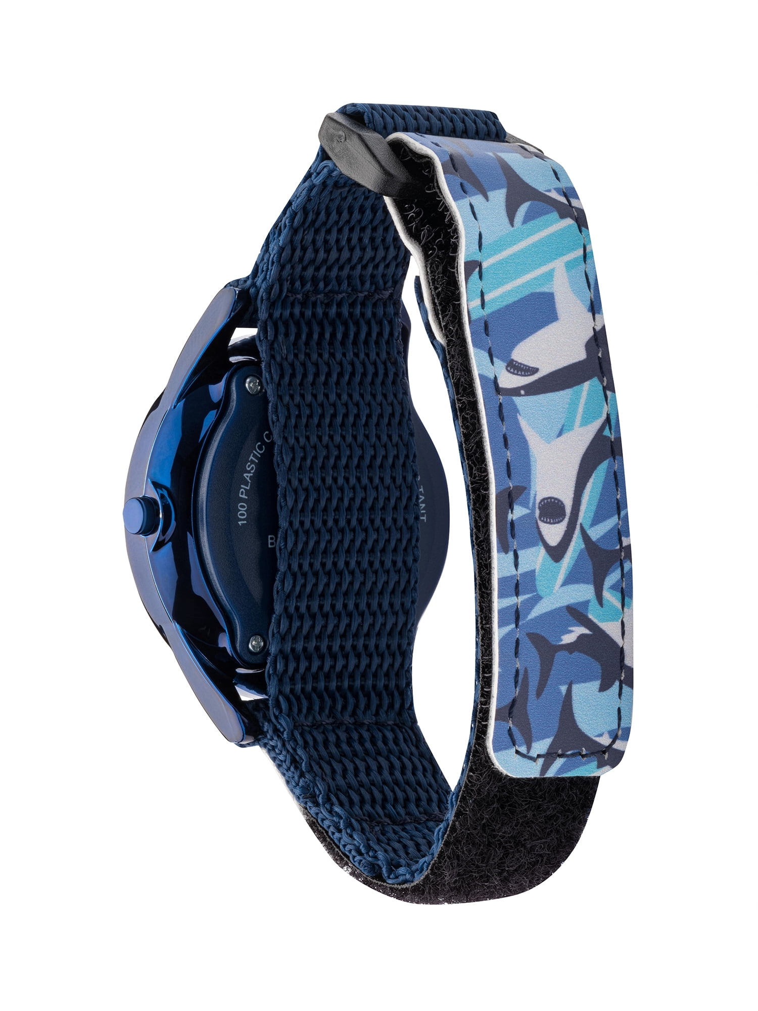Wonder Nation Boys Round LED Dial Shark Print Velcro Kids Digital Watch, Blue - Image 3