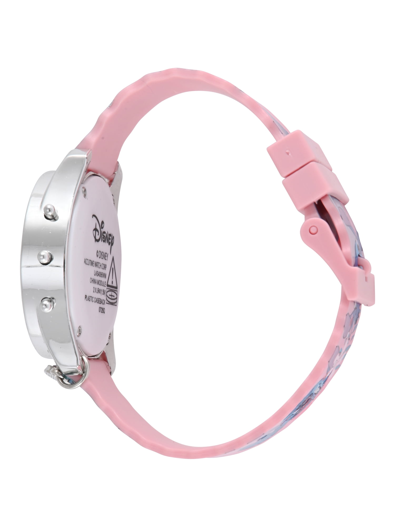 Disney Lilo & Stitch Pink Scalloped Silicone Strap with Pink Crystal Bezel Watch; LAS4095WM - Image 3