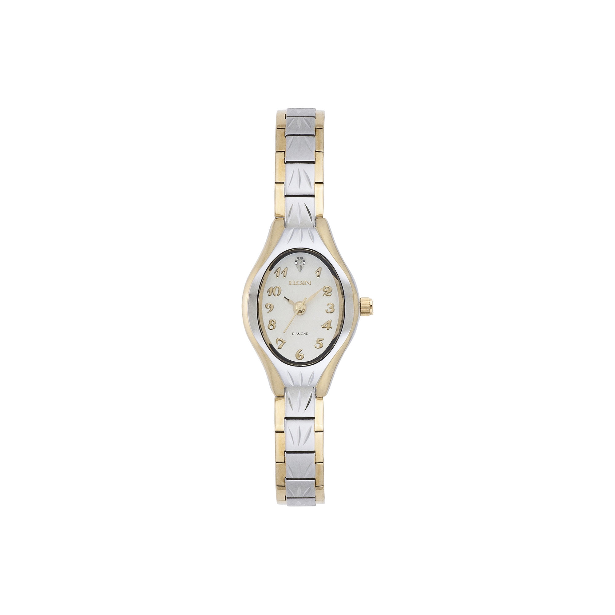 Elgin Adult Female Analog Wristwatch in Two-Tone with Oval Dial Metal Bracelet (EG8076) - Image 2
