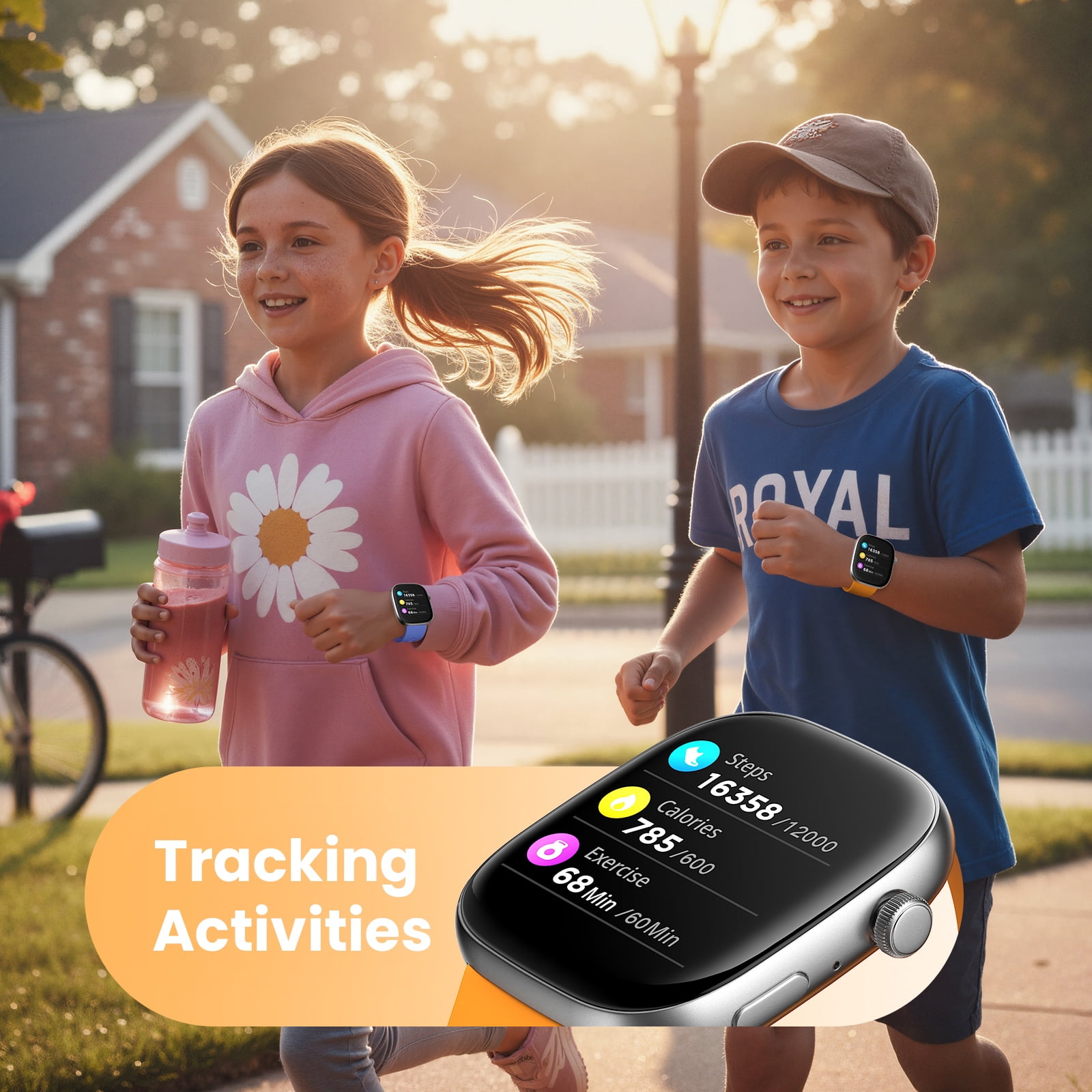 WeariQ Kids Smart Watch with 5 Color Straps,1.75" Large Screen, Bluetooth Calling 123 Sports Modes IP68 Waterproof,Fitness Tracker with Heart Rate Monitor All-in-One Gift for Active Kids - Image 5