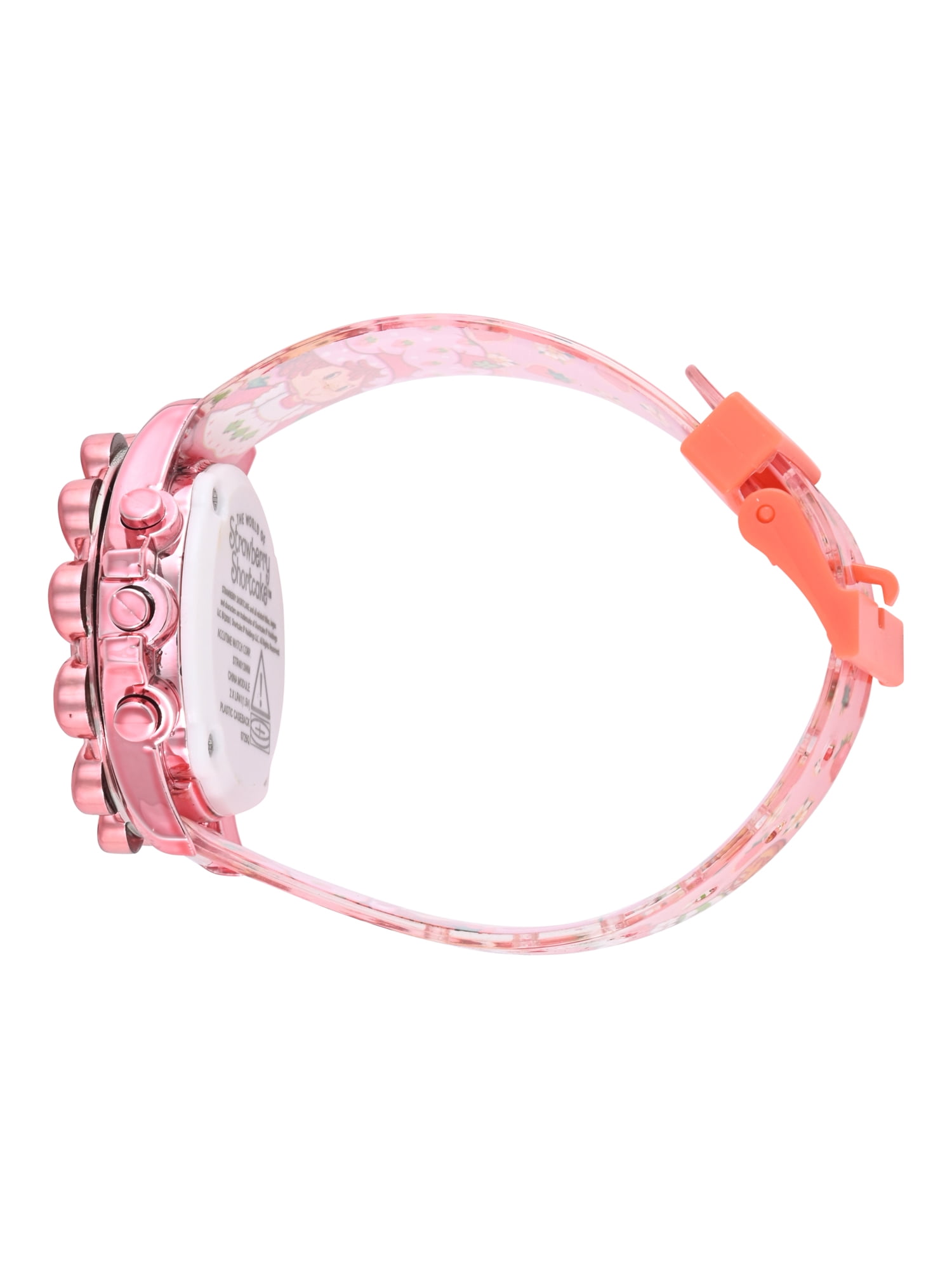 Strawberry Shortcake Grils Pink Strawberry Printed Silicone Strap Watch with Pink Scalloped Bezel; STR4013WM - Image 4