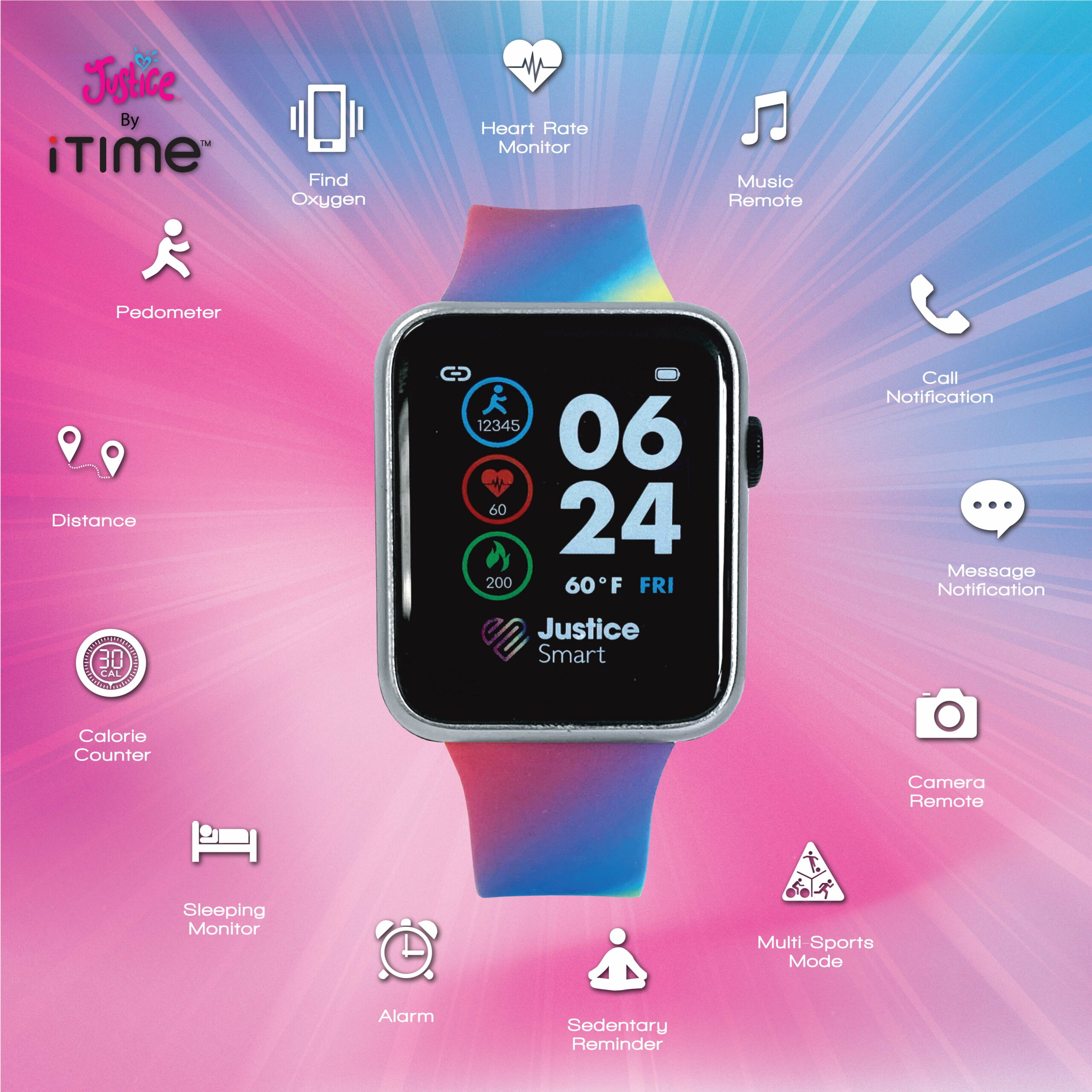 Justice Unisex Smartwatch in Rose Weave and Rose Gold Case (JSE4326WM) - Image 4