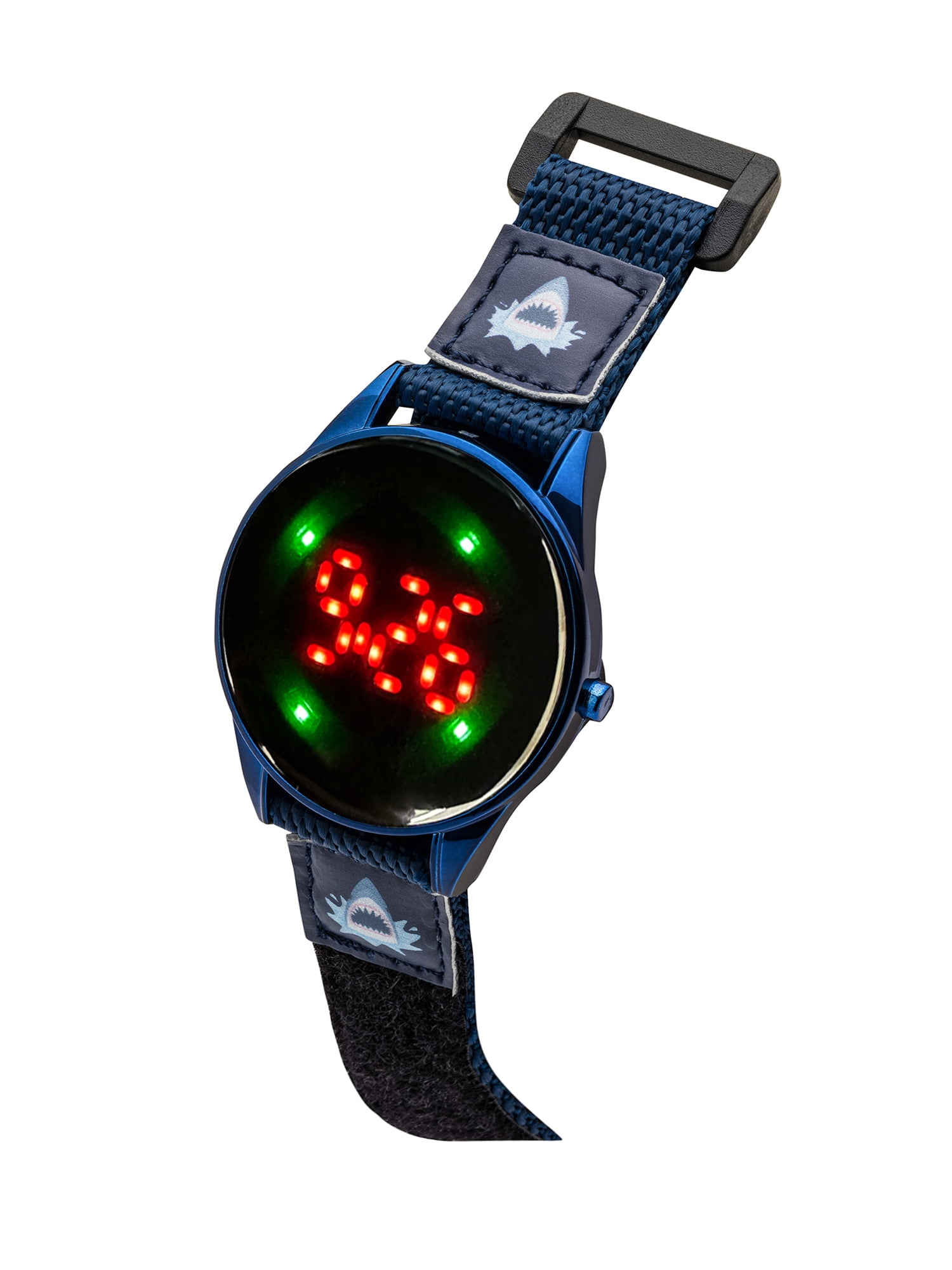 Wonder Nation Boys Round LED Dial Shark Print Velcro Kids Digital Watch, Blue - Image 4