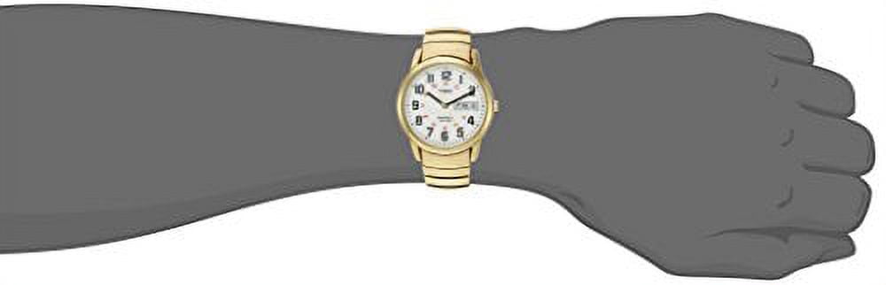 Timex Men's Easy Reader Day-Date Gold/White 35mm Casual Watch, Extra-Long Expansion Band - Image 3