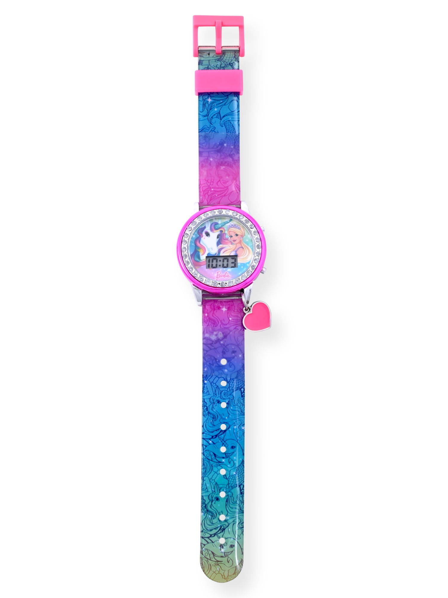 Mattel Barbie Girls Flashing LCD Pink Ombre Silicone Watch & Matching Bracelet 3 Piece Set - Image 3