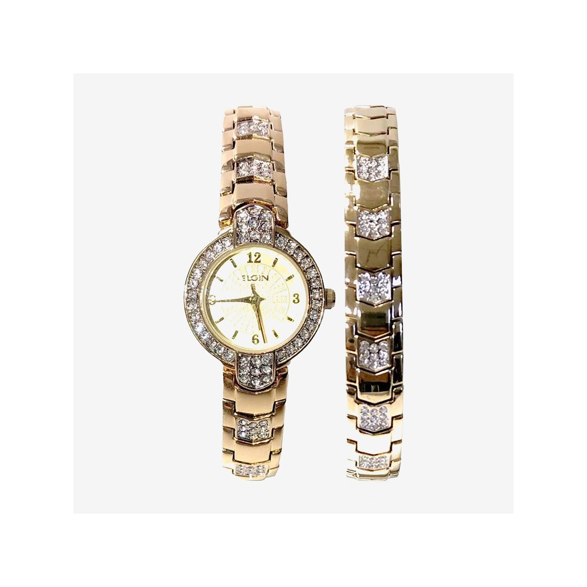 Elgin Adult Female Analog Watch Set with Arrow Link Design in Gold (EG1010ST) - Image 2