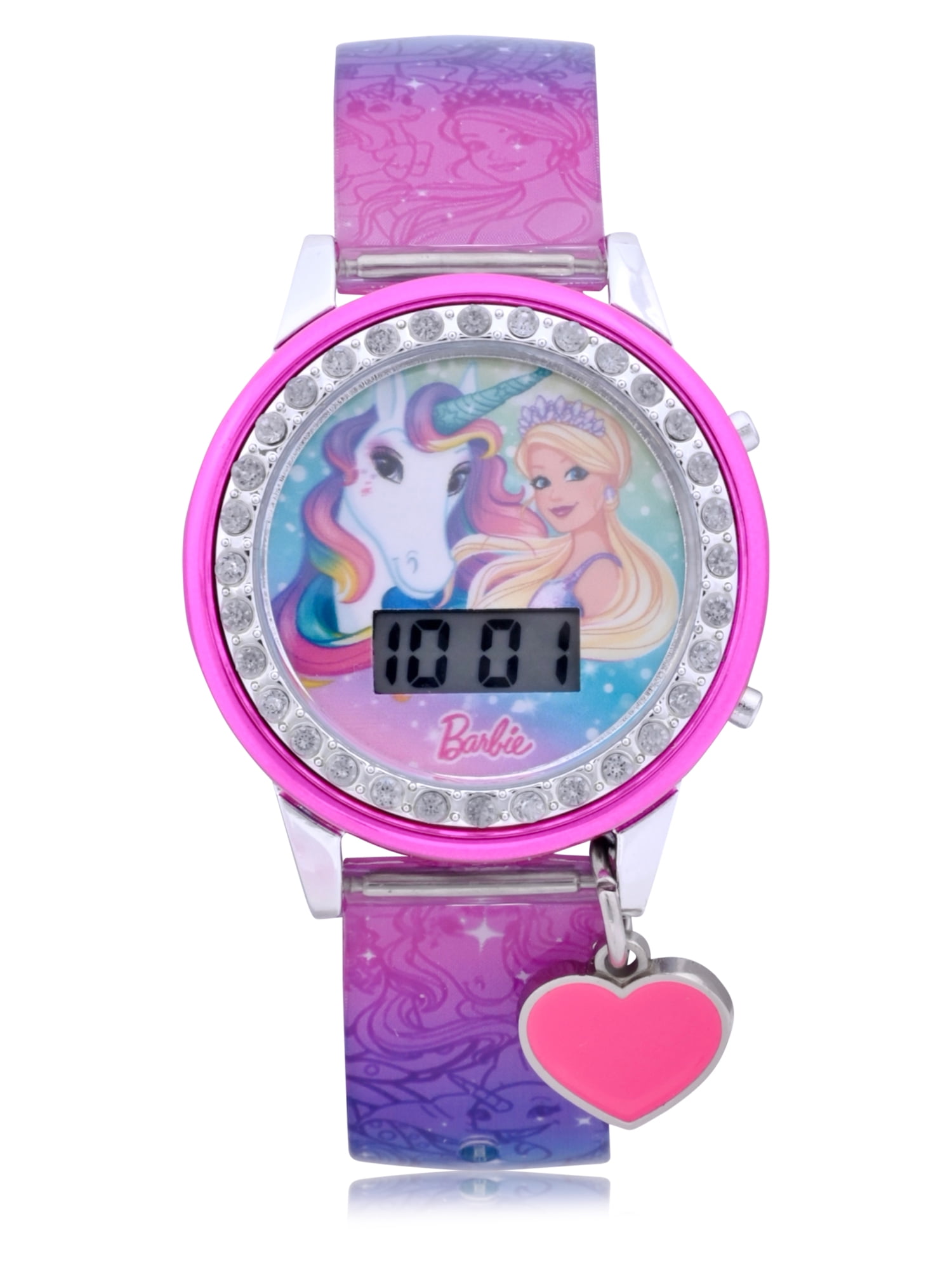 Mattel Barbie Girls Flashing LCD Pink Ombre Silicone Watch & Matching Bracelet 3 Piece Set - Image 4