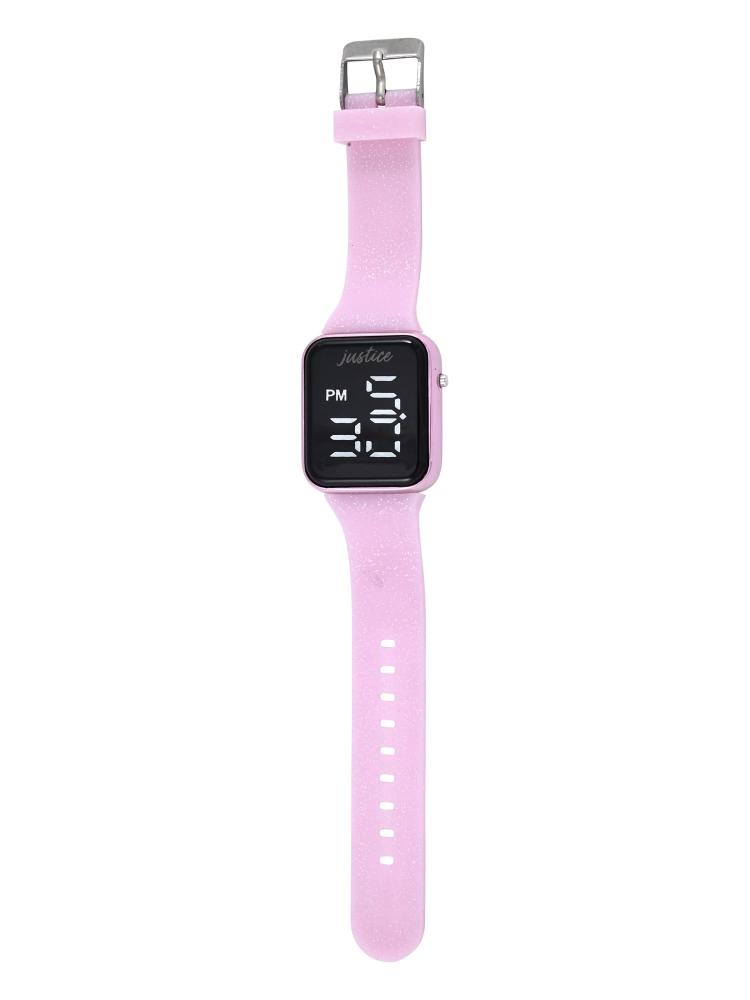 Justice Girls Pink Glitter Silicone Strap Led Watch with Matching Stretch Bracelets; JSE4016WM - Image 3