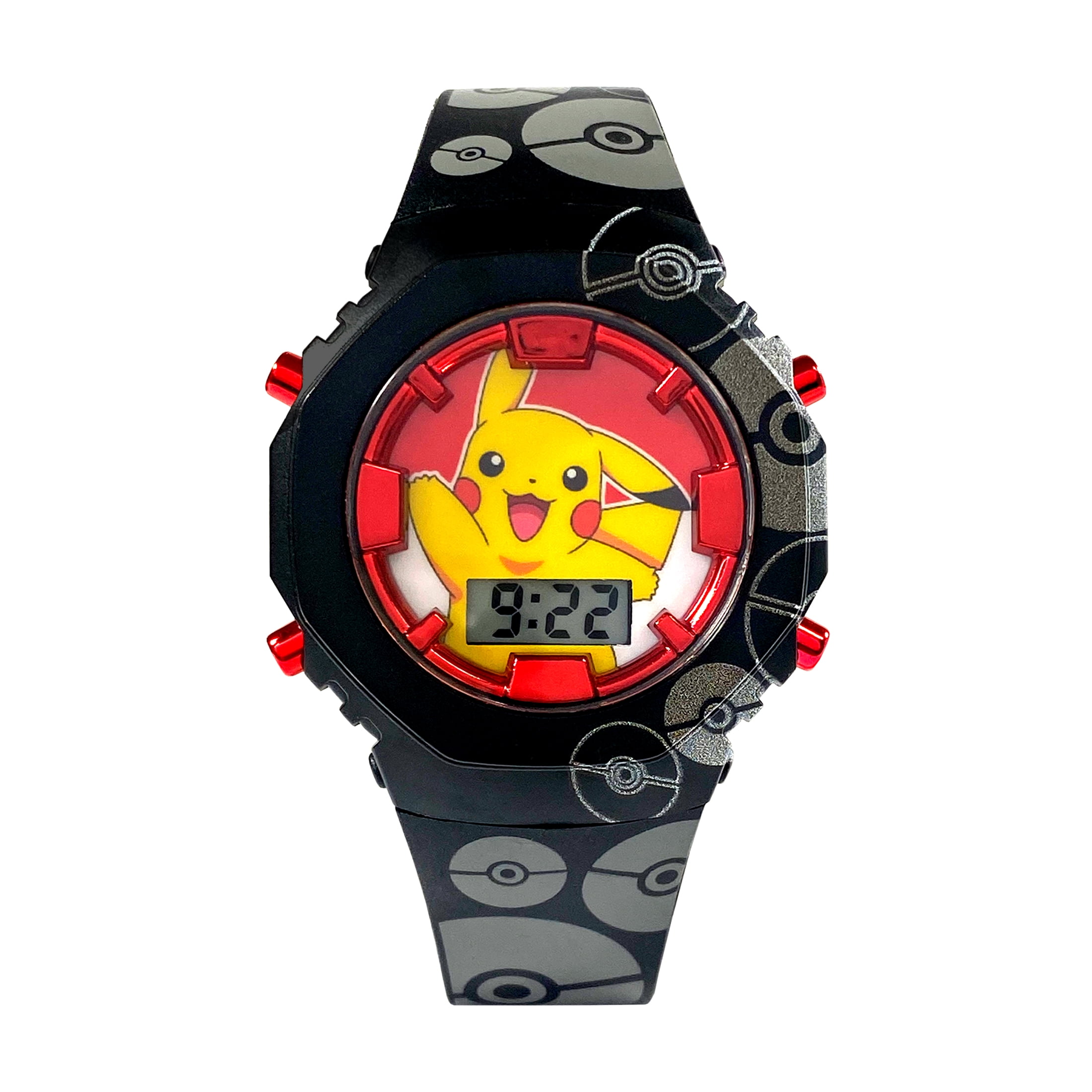 Pokémon Pikachu Unisex Child Red and Black LCD Watch and Survival Bracelet Set, POK40069WM - Image 5