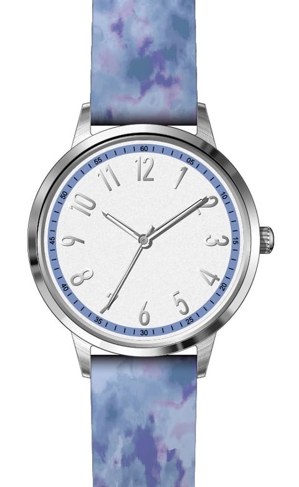 Time and Tru Blue Silicone Strap Round White Dial Casual Womens Watch - Image 2