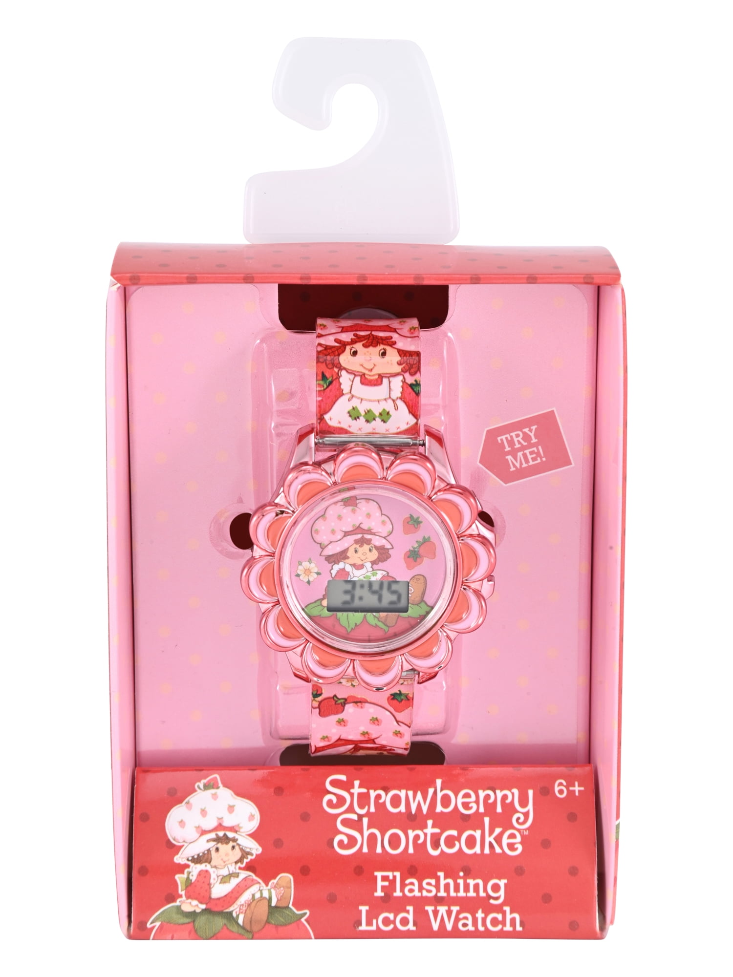 Strawberry Shortcake Grils Pink Strawberry Printed Silicone Strap Watch with Pink Scalloped Bezel; STR4013WM - Image 2