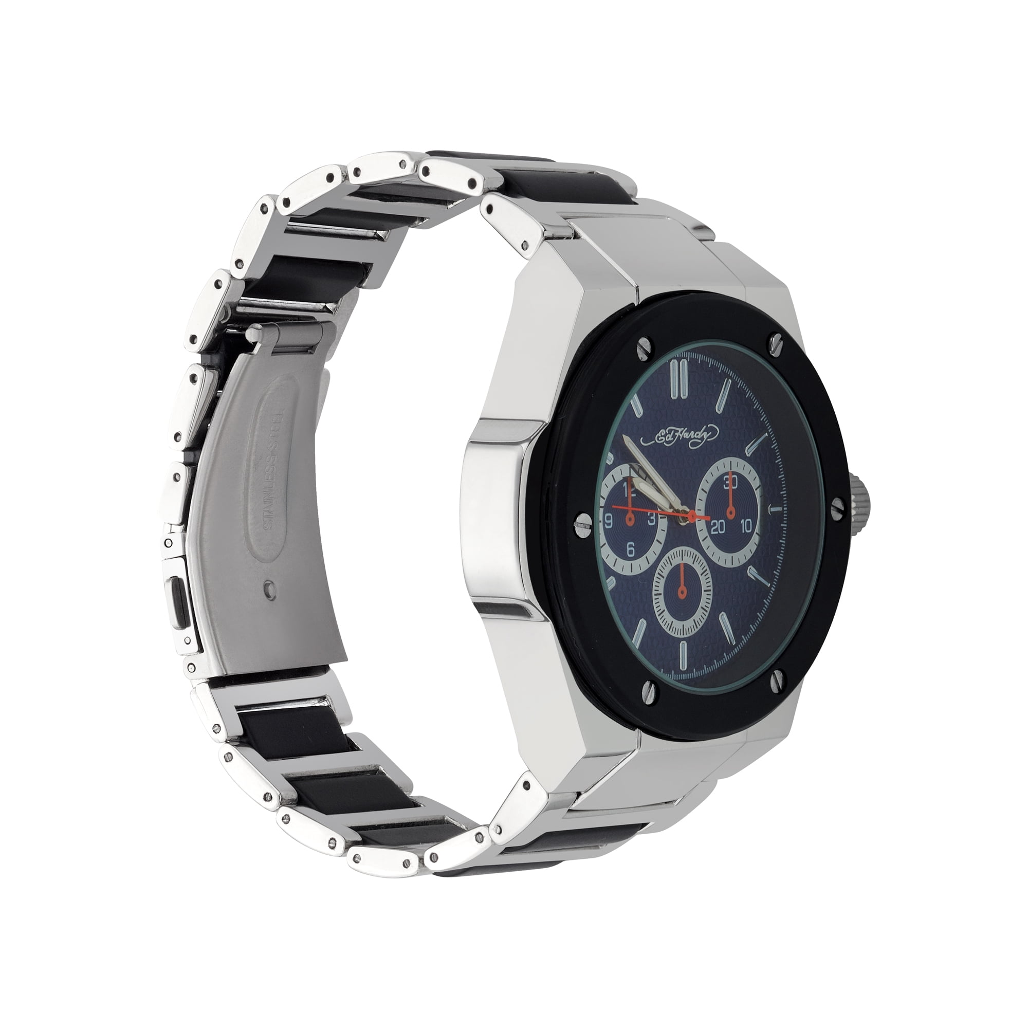 Ed Hardy Men's Brushed Silver Metal Strap Watch 52mm - Image 2