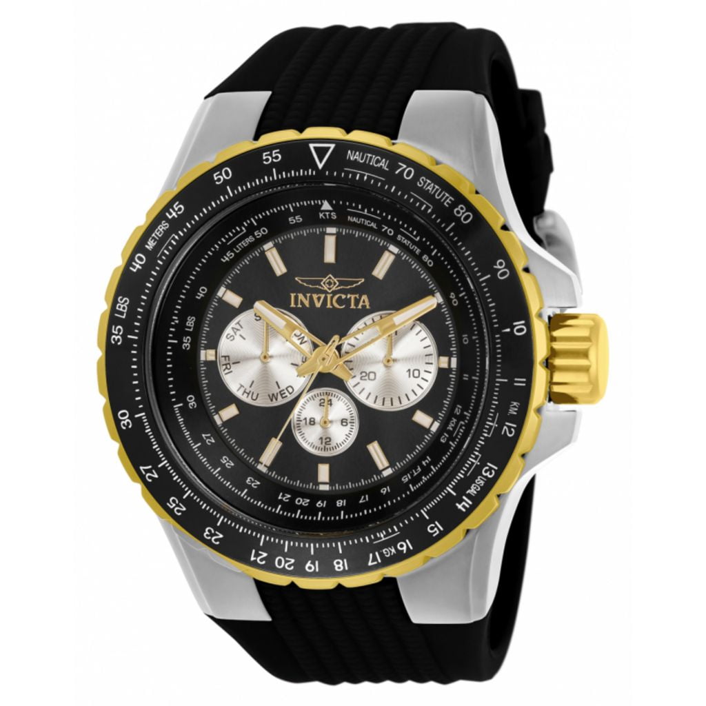 Invicta Aviator Men 50mm Stainless Steel Black+Silver dial Chronograph Quartz Watch - Image 2