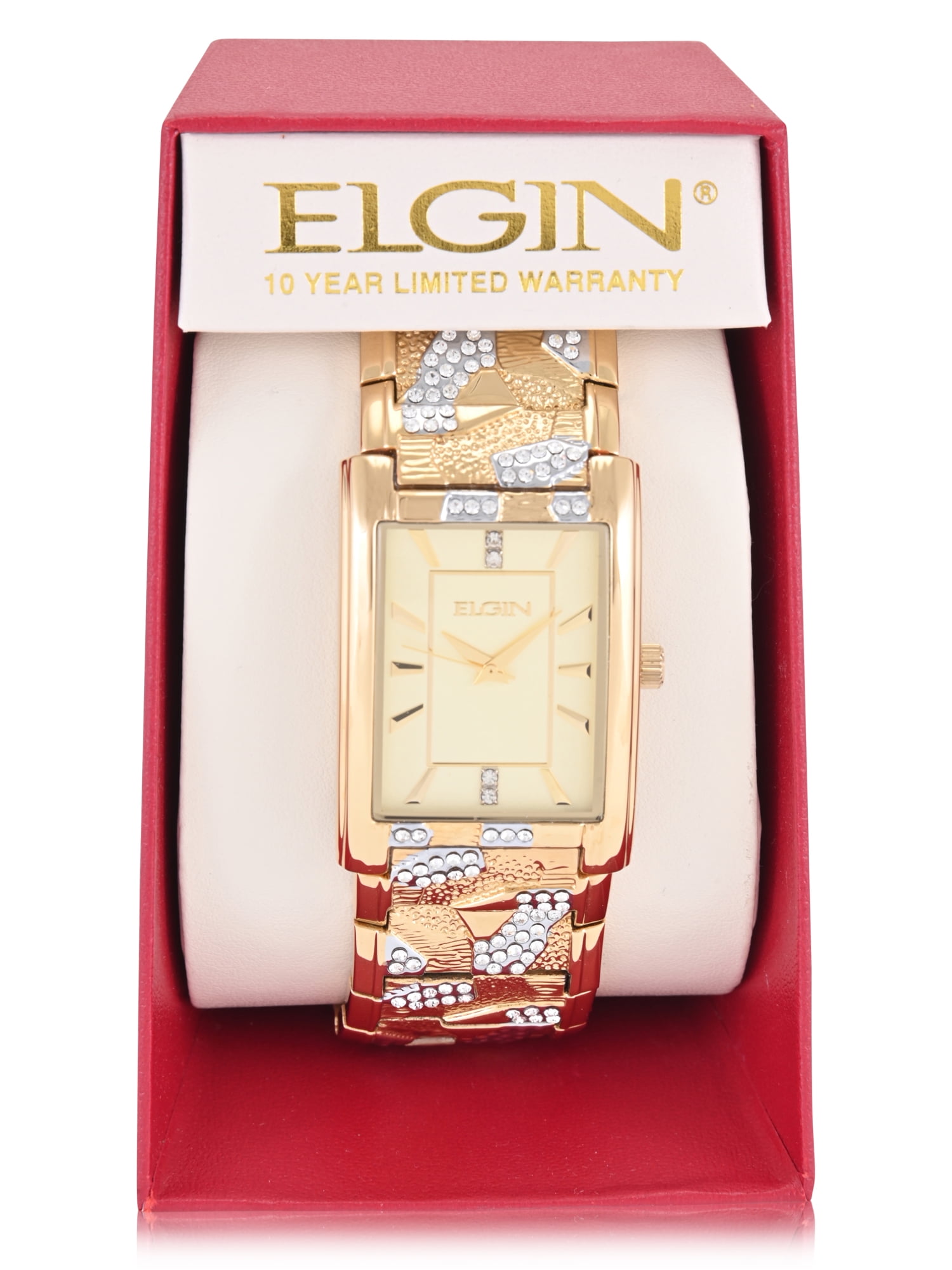 Elgin Adult Men's Tank Case Watch with Crystal and Brushed Bark Bracelet . (FG180033) - Image 4