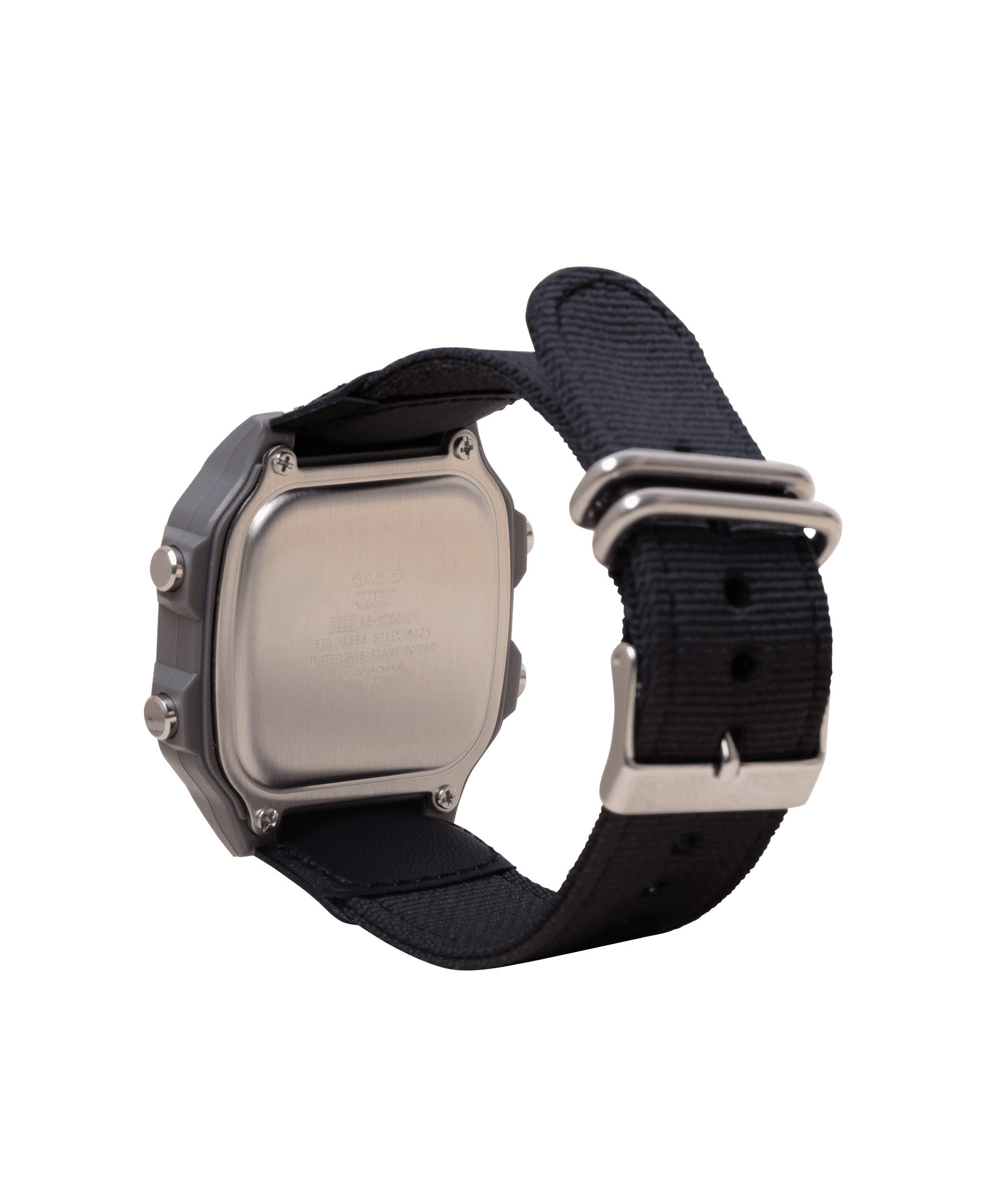 Casio Mens Digital Wristwatch Utility Collection 10-Year Battery Cloth Band Gray - Image 3