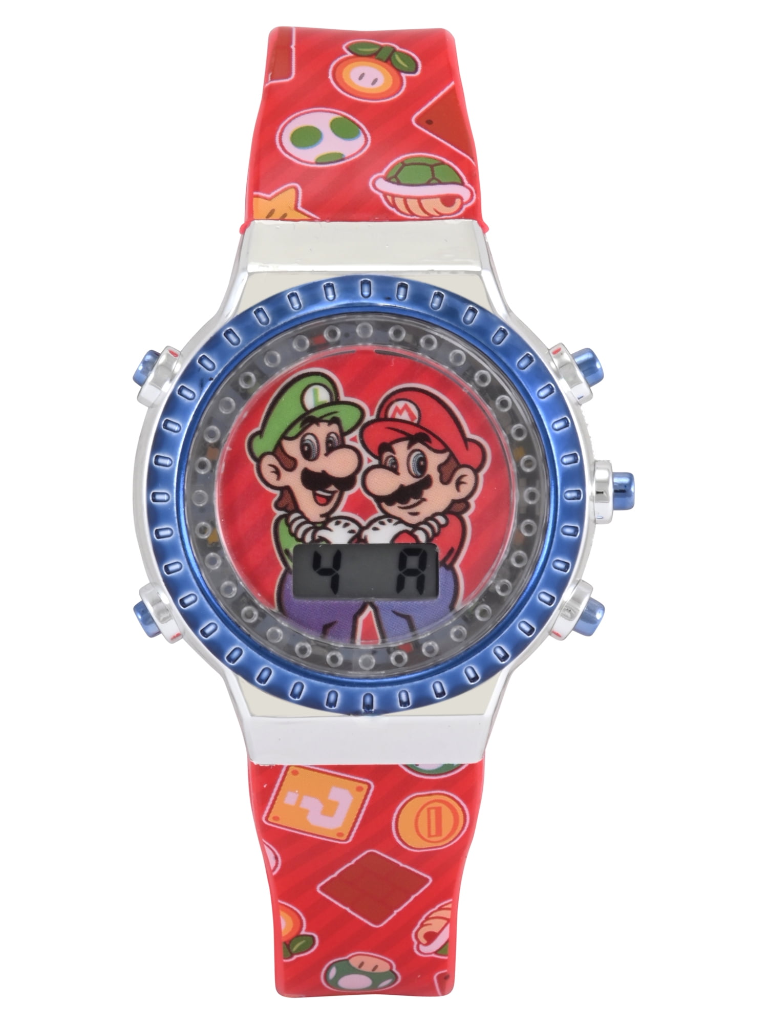 Nintendo Super Mario Brothers Featuring Mario and Luigi Unisex Child Red and Blue LCD Watch, GSM4094WM - Image 2