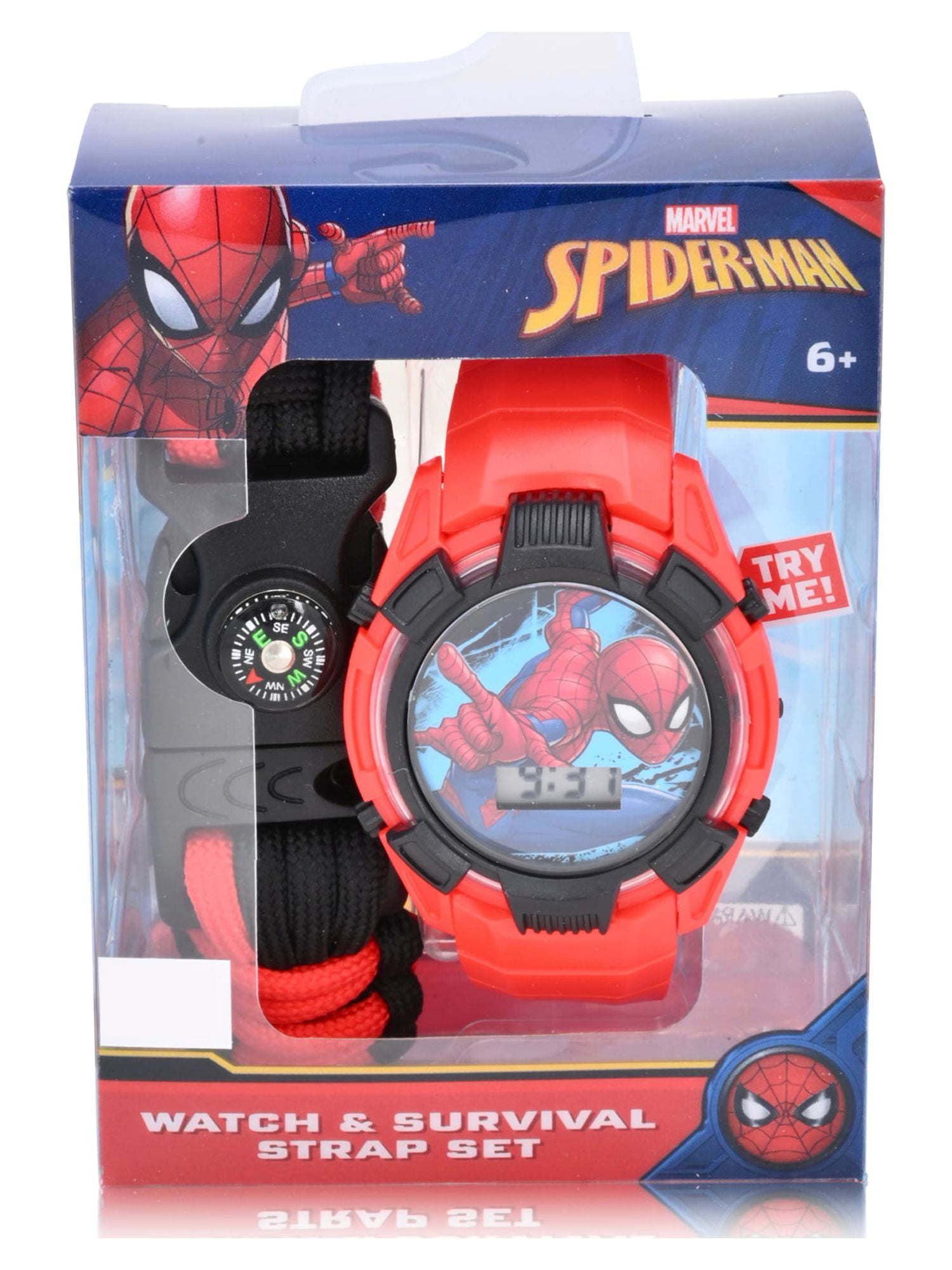 Marvel Spider Man Boy's Flashing LCD Red Silicone Watch With Matching Survival Band 2 Piece Set - Image 5
