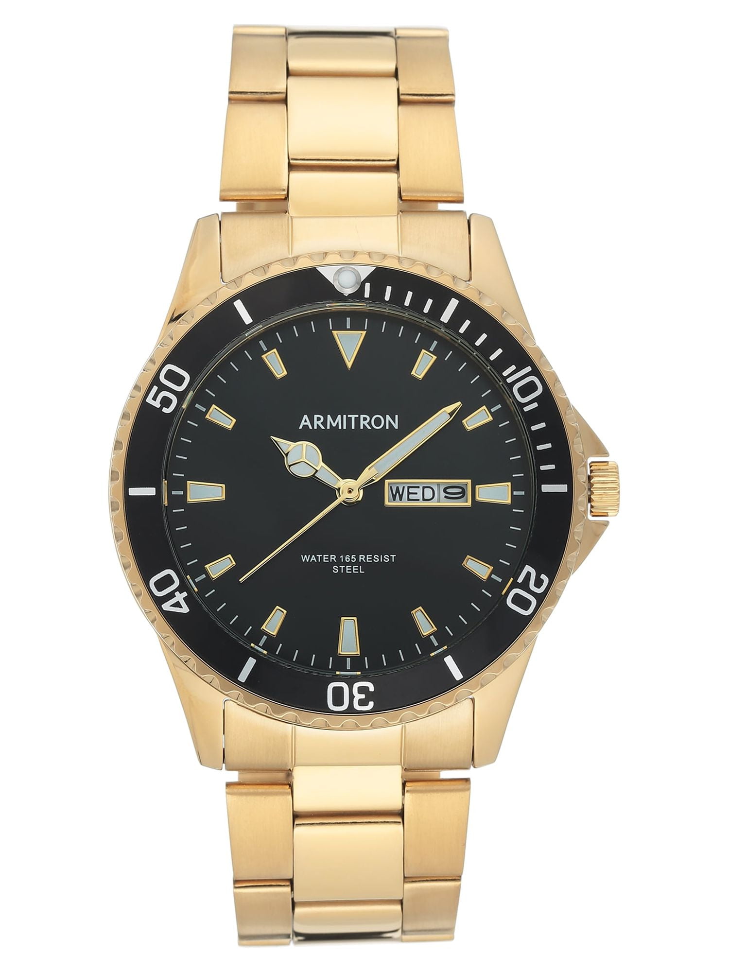 Armitron Men's Gold-Tone and Black Day Date Dress Watch