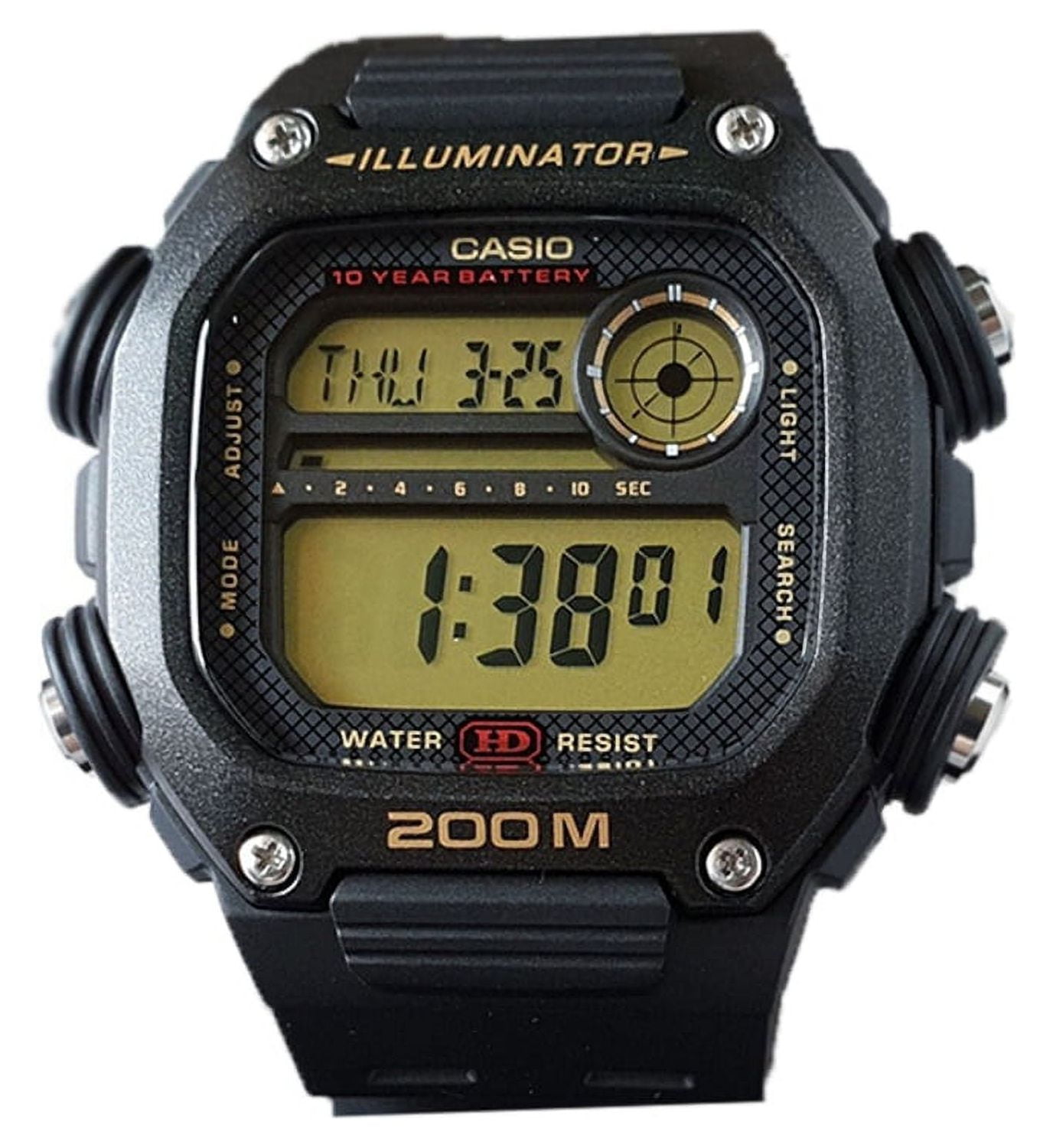 Casio Men's Digital Quartz 10-Year Battery 200m Black Resin Watch DW291H-9AV
