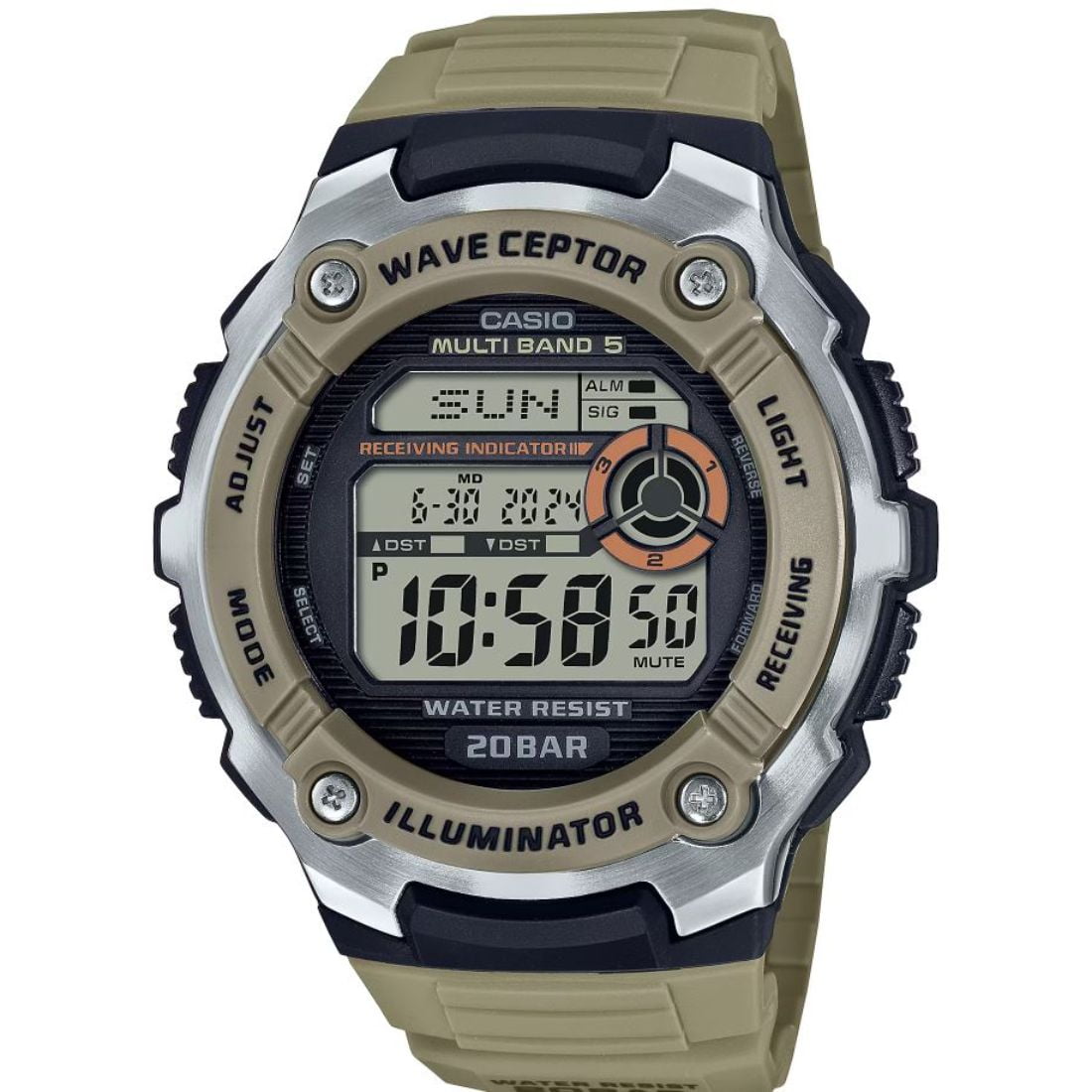 Casio Men's Weveceptor World-Time Digital Watch, Tan WV200R-5A