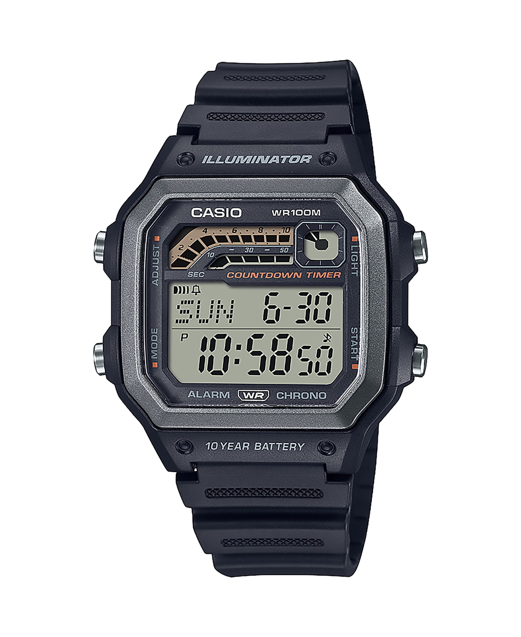 Casio Mens LCD Sports Timer Wristwatch, Black