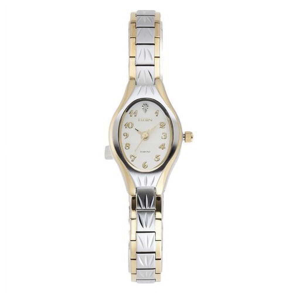 Elgin Adult Female Analog Wristwatch in Two-Tone with Oval Dial Metal Bracelet (EG8076)