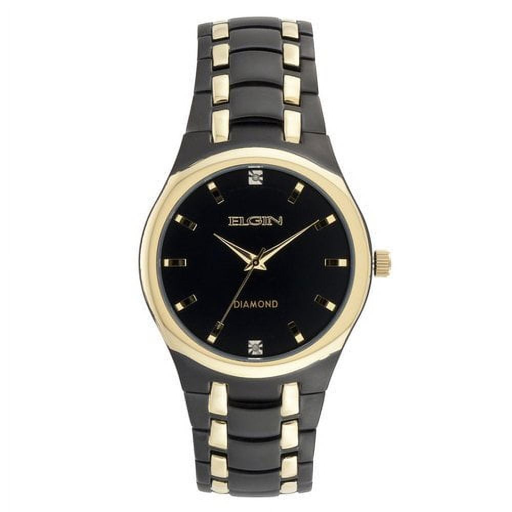 Elgin Men's Analog Quartz Watch in Black and Gold with Black Dial (FG8021)
