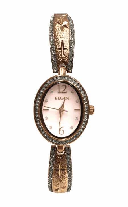 Elgin Women's Rose Gold Analog Quartz Watch with Mother of Pearl Dial and Crystal Accents, Fashion Watch for Her (EG17012RG)