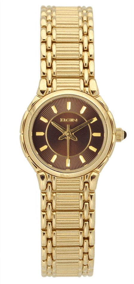 Elgin Women's Analog Quartz Watch, Round Dial, Stainless Steel, Gold (EG385)