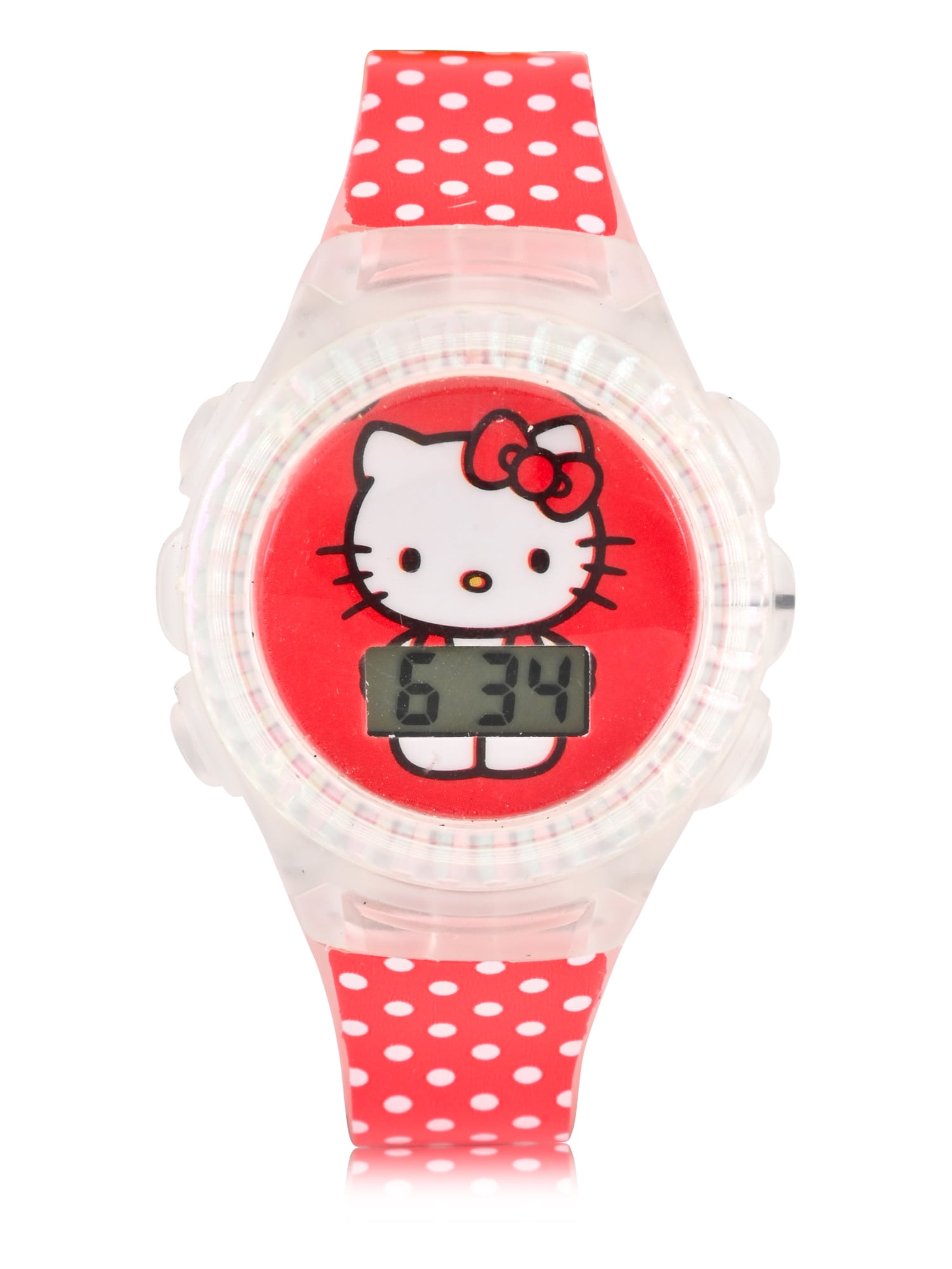 Hello Kitty Kids Flashing Lights LCD Watch with Printed Strap (HK4204WM H)