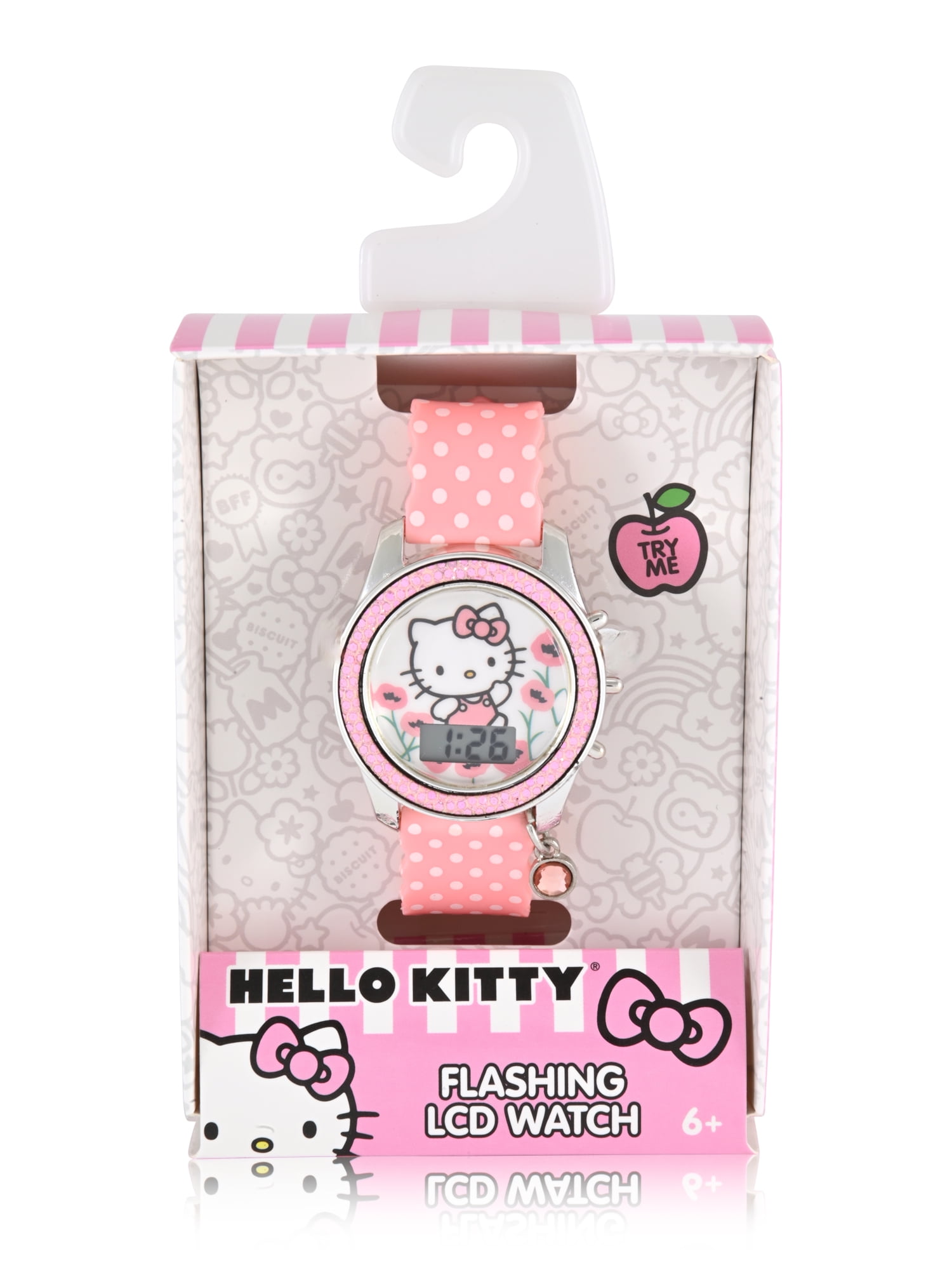 Hello Kitty Female Child Light Pink LCD Watch with Charm, HK4240WM