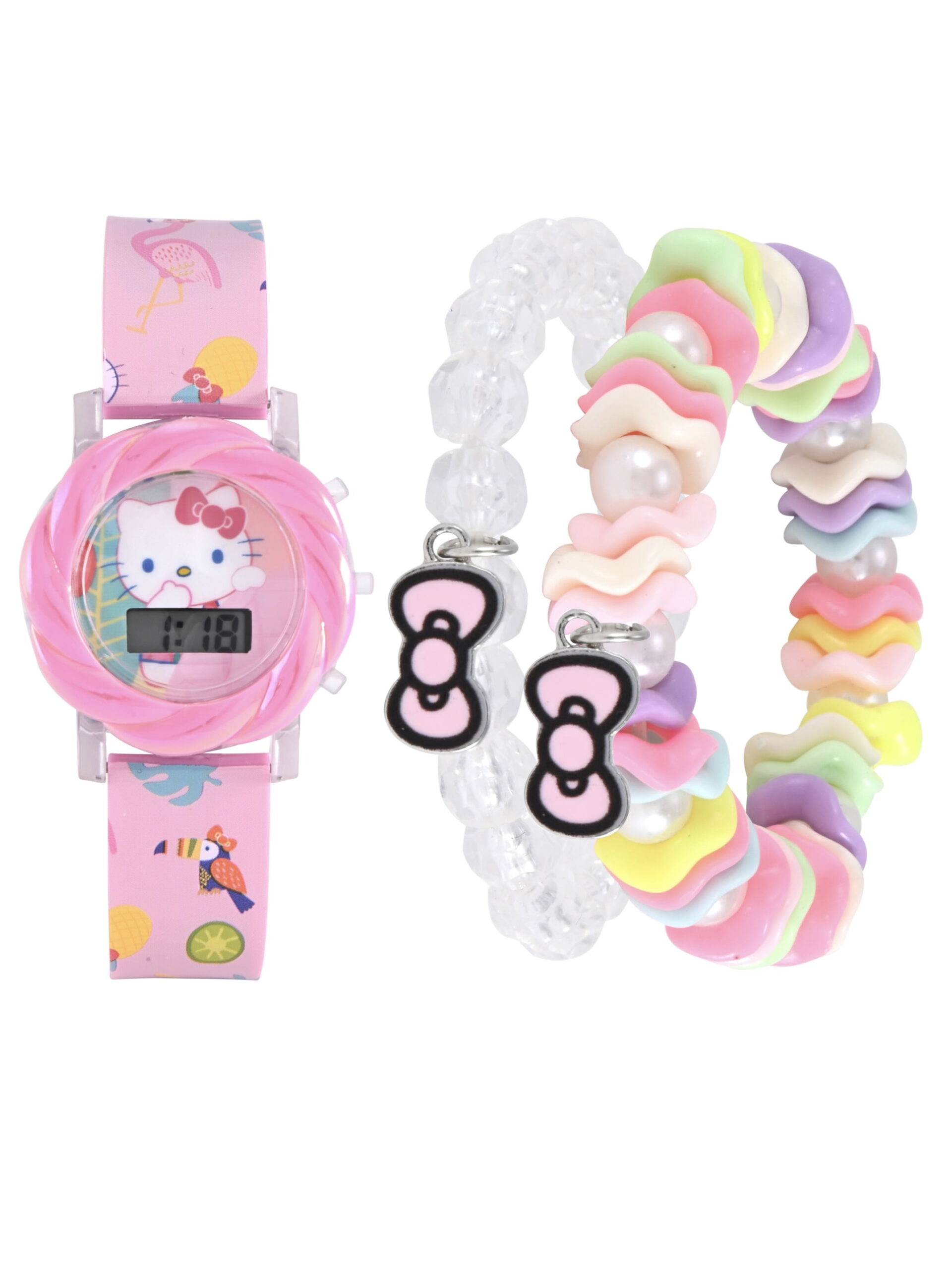 San Rio Hello Kitty Girls Pink Silicone Strap Watch and Bracelet Set.; HK40065WM