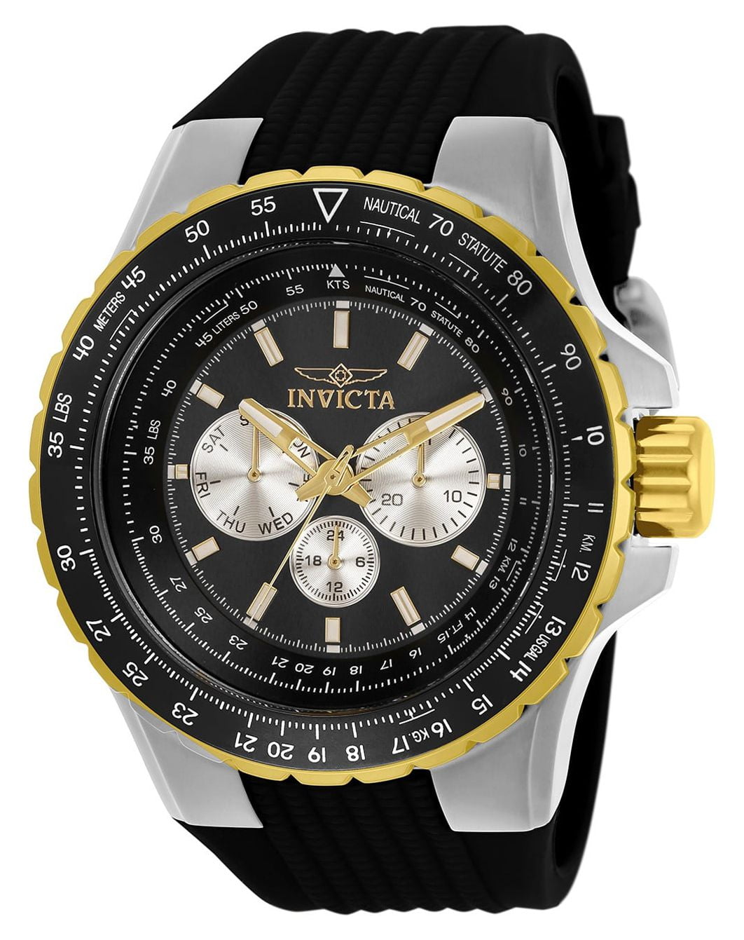 Invicta Aviator Men 50mm Stainless Steel Black+Silver dial Chronograph Quartz Watch