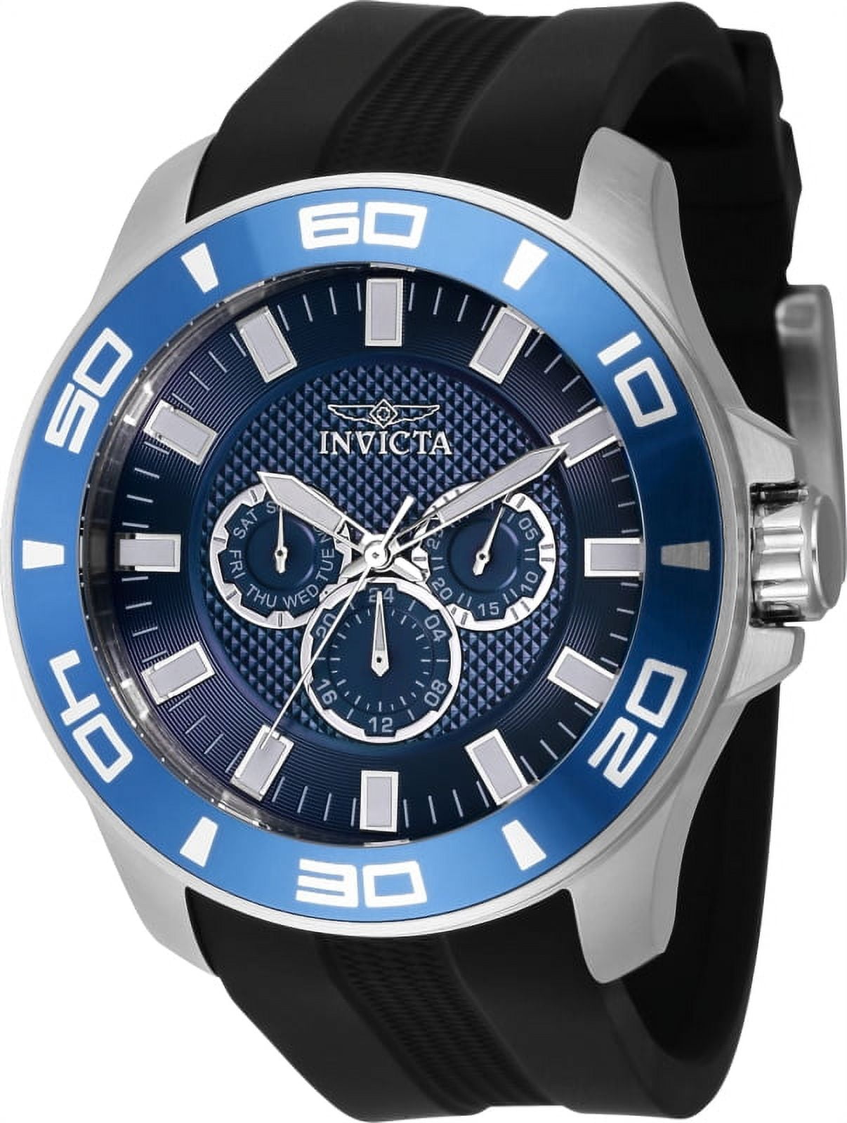 Invicta Men's 37186 Pro Diver Quartz Black Silicone Strap Chronograph Blue Dial Watch