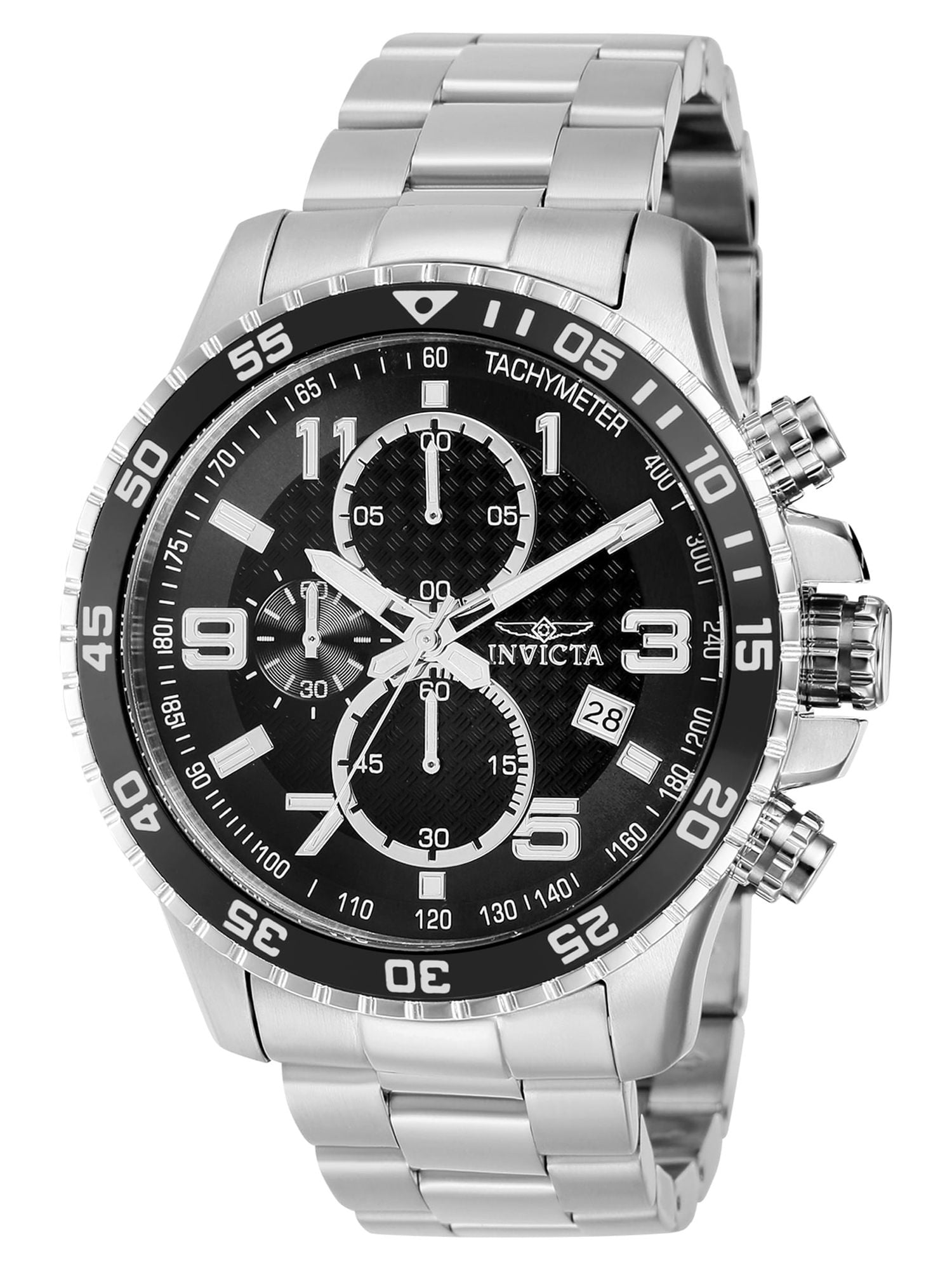 Invicta Specialty Men 45mm Stainless Steel Black Dial Chronograph Quartz Watch 37146