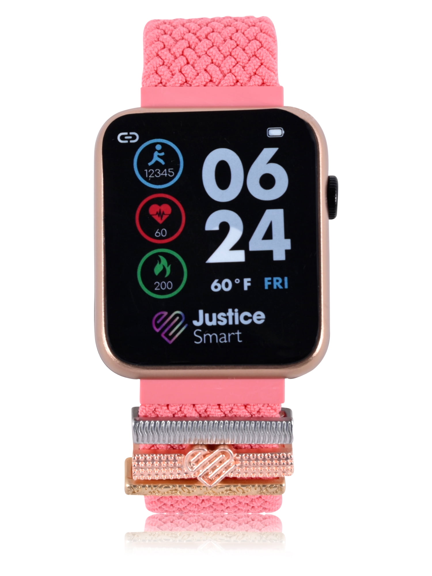 Justice Unisex Smartwatch in Rose Weave and Rose Gold Case (JSE4326WM)