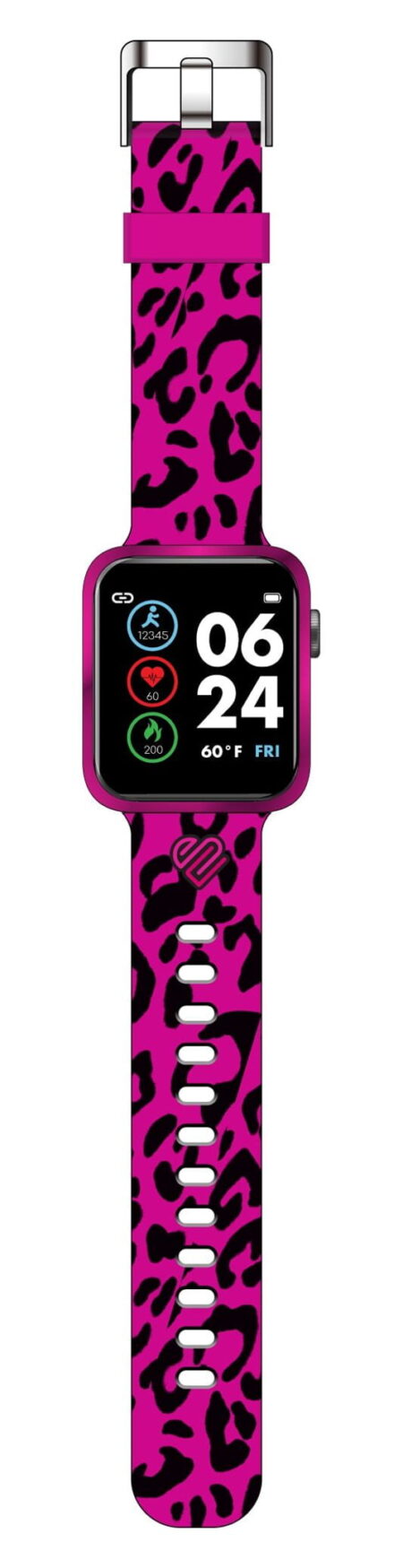 Justice Unisex Tween Smart Watch with Silicone Strap in Pink and Black Zebra (JSE4223WMC)