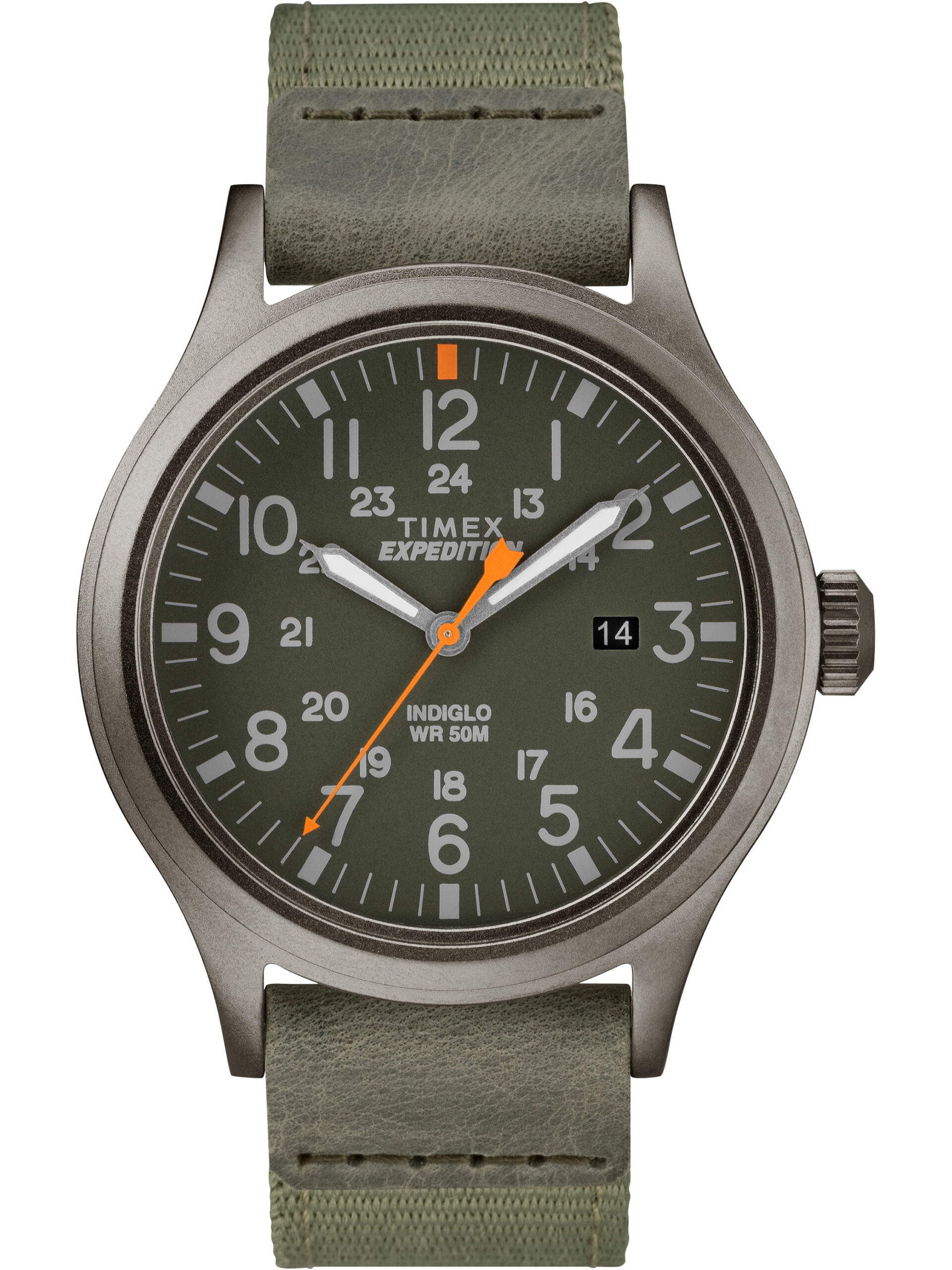 Men's Expedition Scout 40 Green/Gray Watch, Leather/Nylon Strap