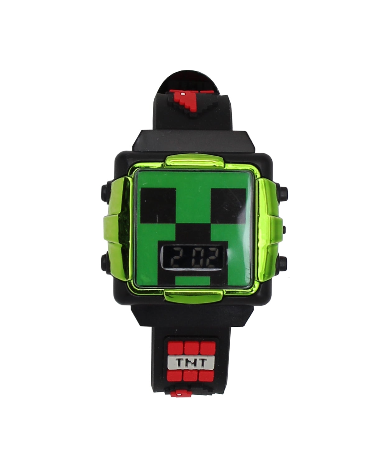 Minecraft Children's Unisex Black Silicone Wristwatch with Flashing Metallic Case, MIN4069WM