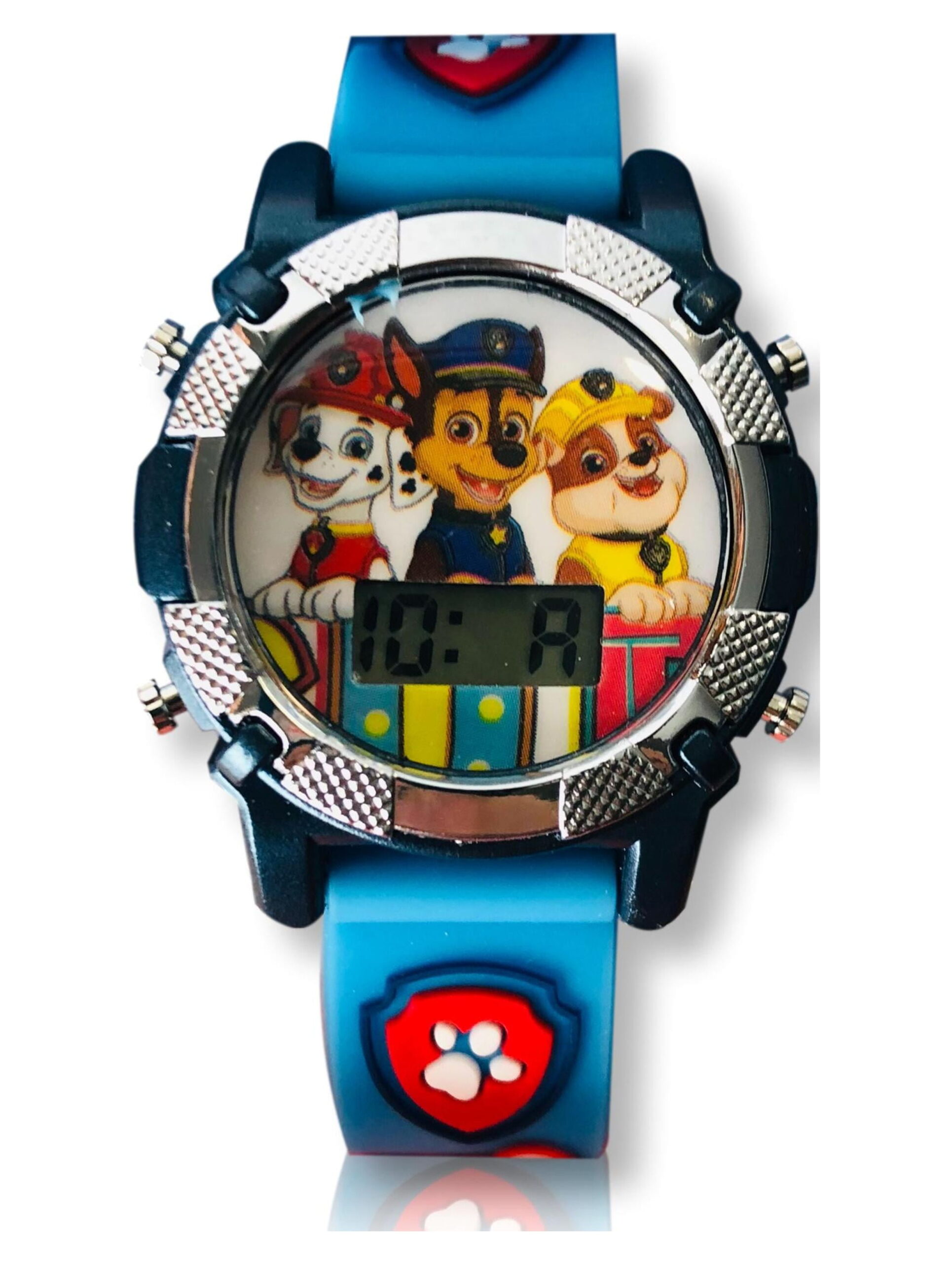 Nickelodeon Paw Patrol Metallic Light-Up Childrens LCD Watch with Silicone Strap in Blue (PAW4347WM)