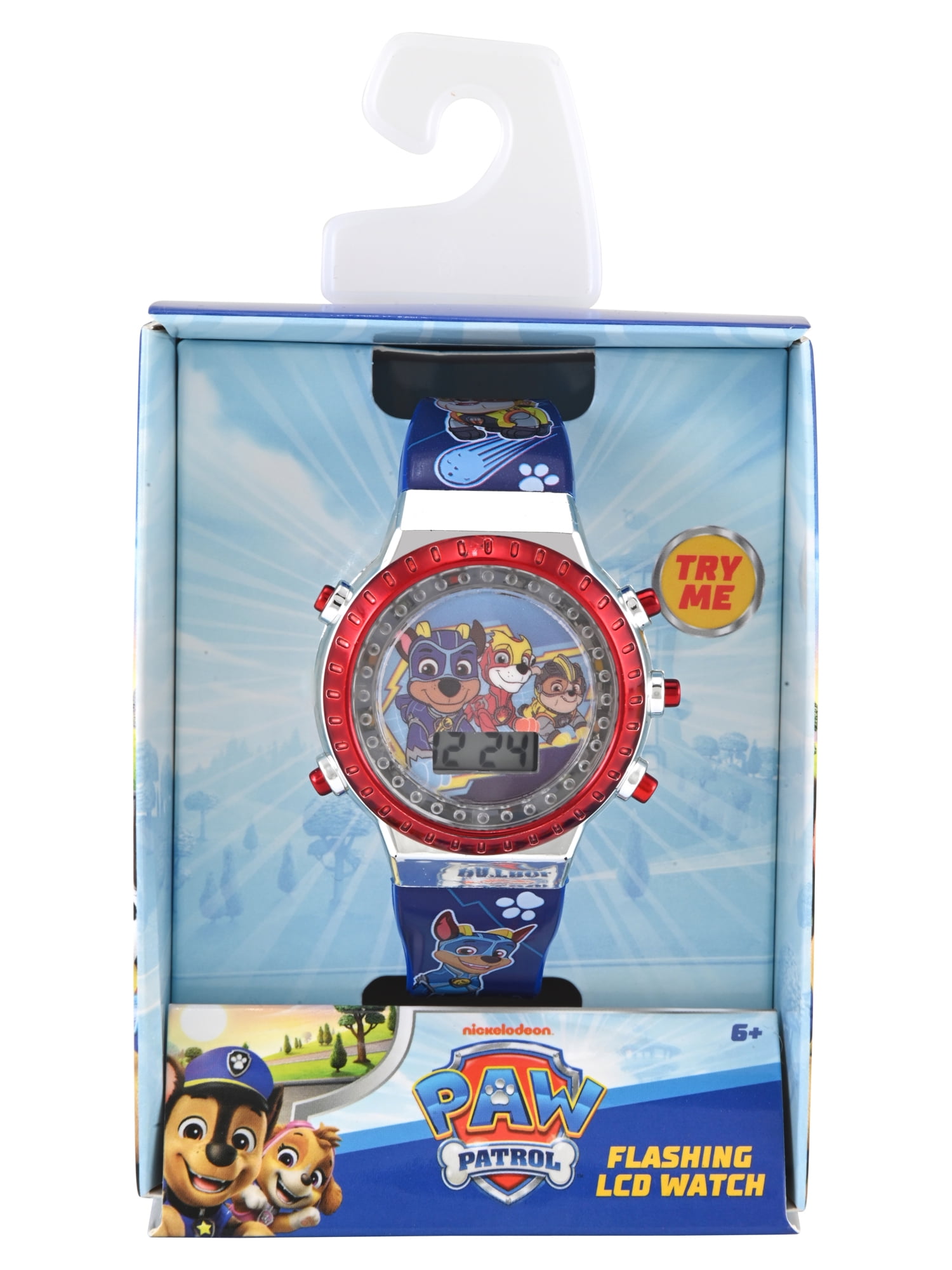 Nickelodeon Paw Patrol Unisex Child Blue Flashing Dial LCD Watch, PAW4348WM