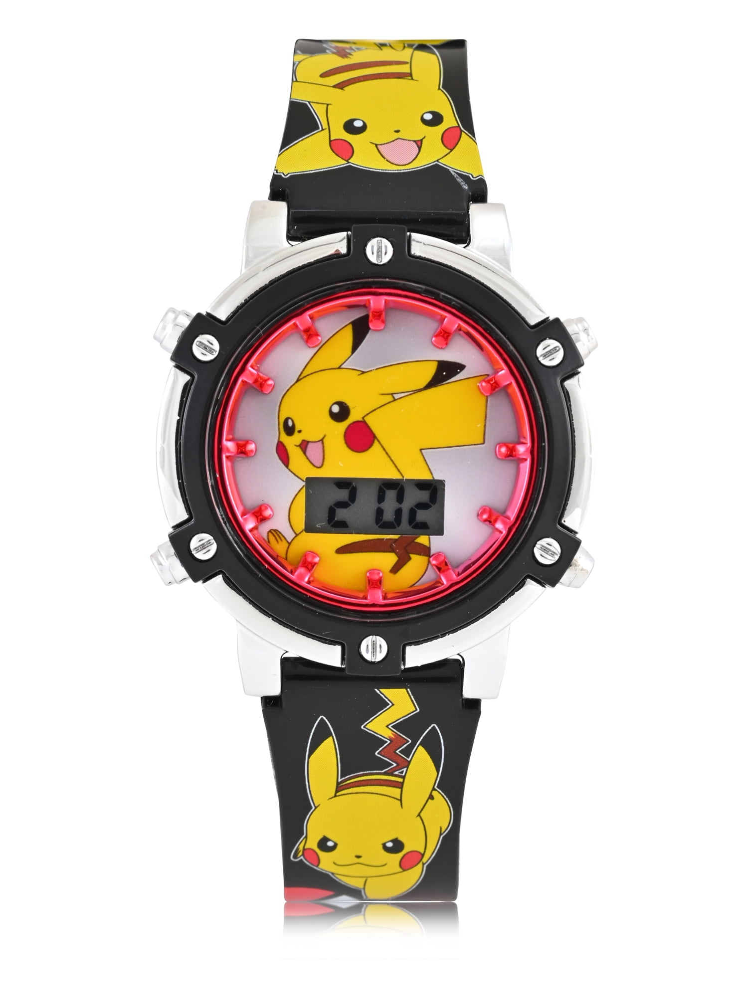 Pokemon Unisex Childrens LCD Wristwatch with Flashing Light Dial and Printed Strap (POK4417WM)
