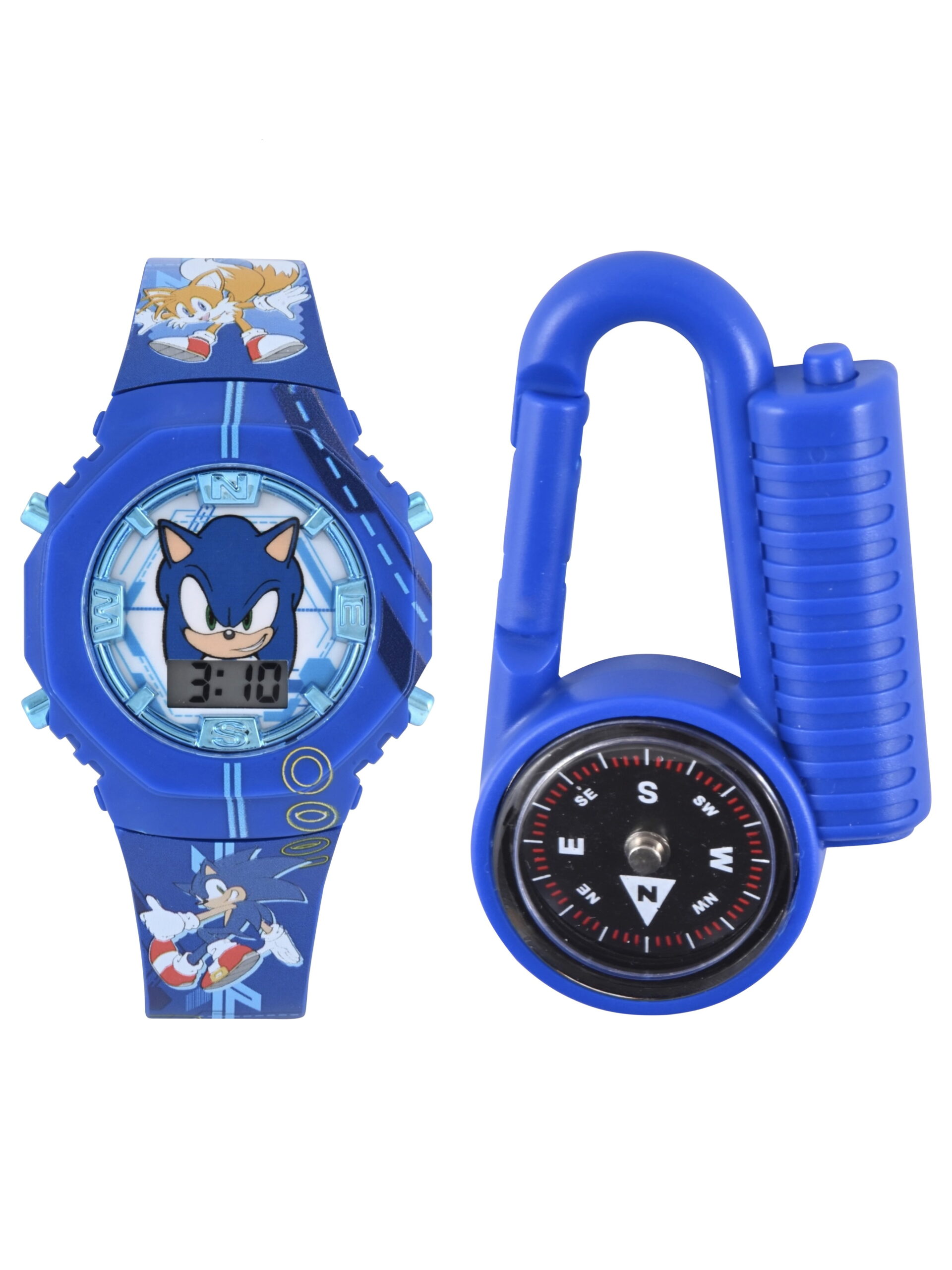 SEGA Sonic the Hedgehog Unisex Child Blue LCD Watch and Compass Set, SNC40125MWM