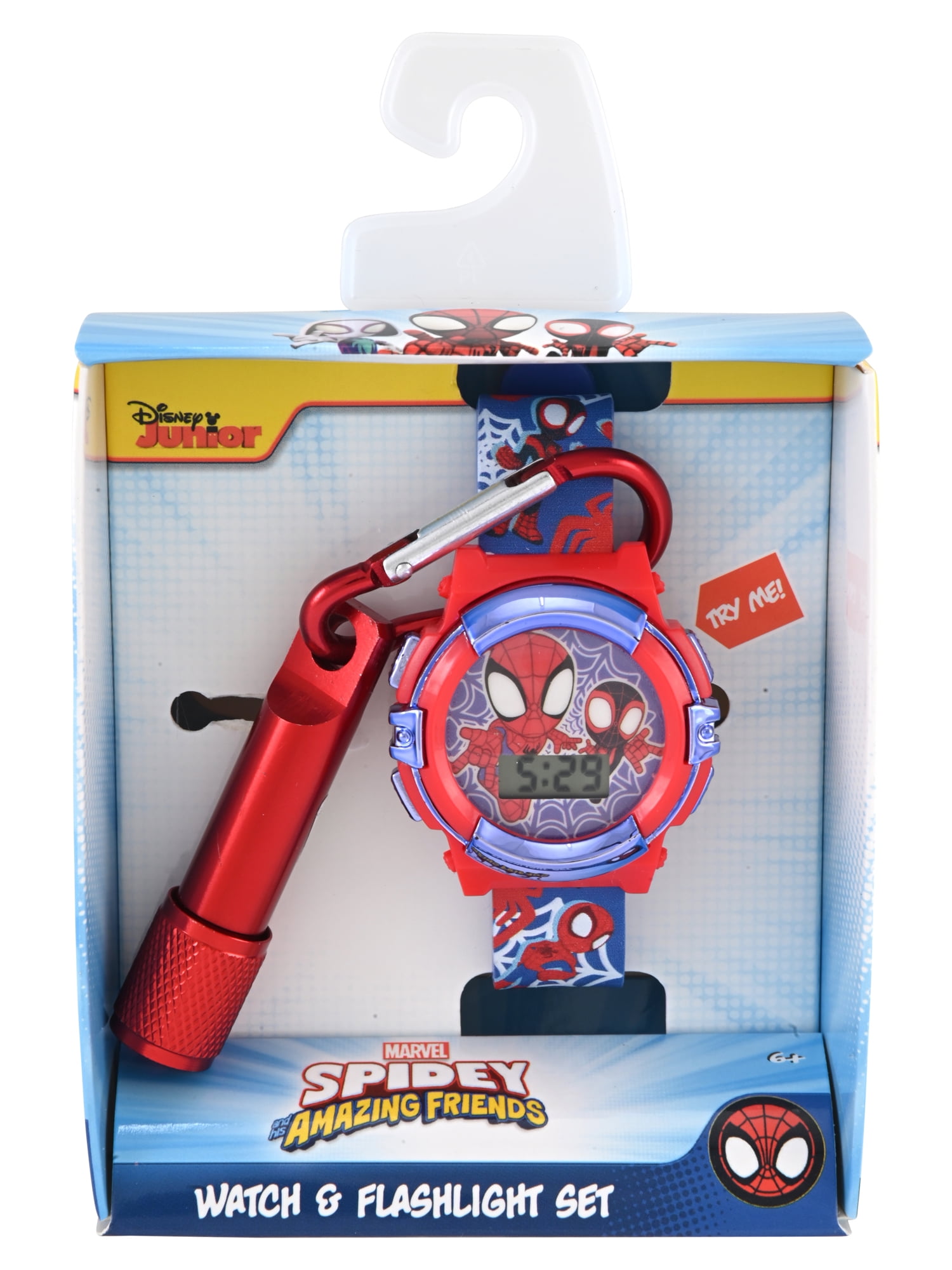 Marvel Spider-Man and Friends Unisex Child 2pc Red and Blue Watch and Flashlight Set, SPF40001WM