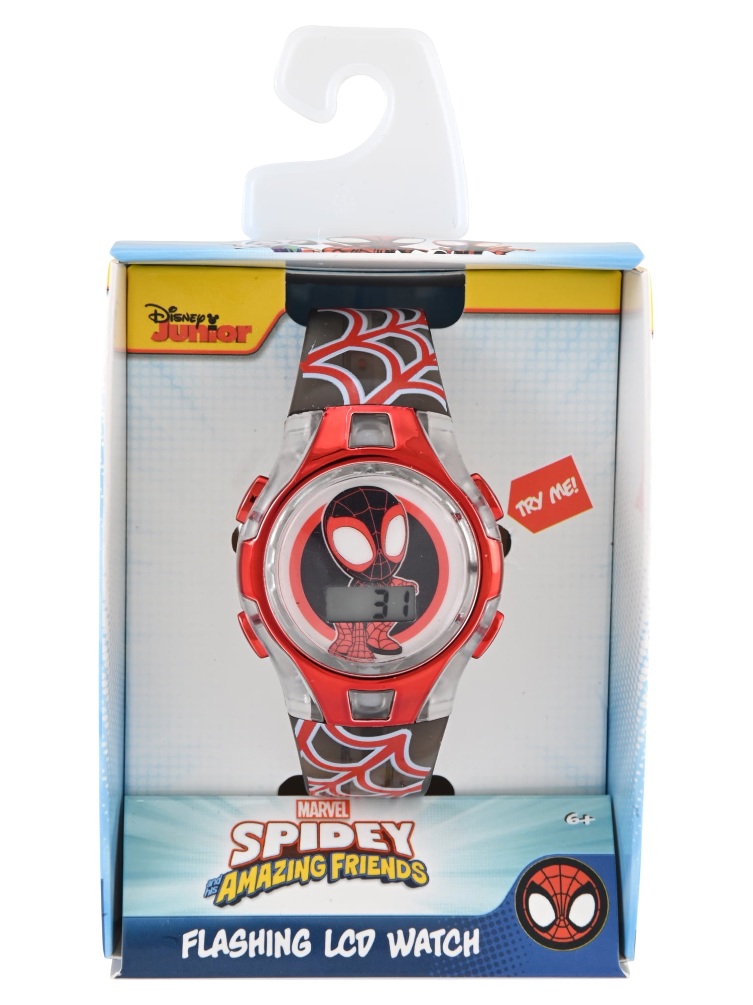 Marvel Spider-Man and Friends Unisex Child Black and Red LCD Watch, SPF4010WM