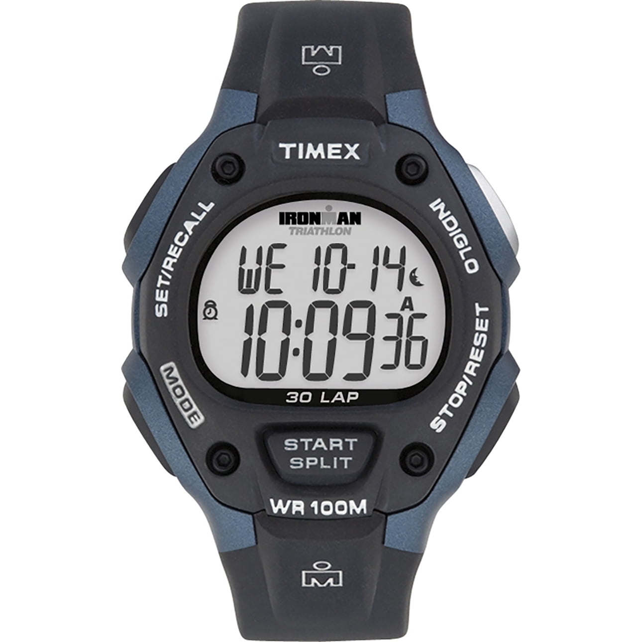 TIMEX Men's IRONMAN Classic 30 Black/Dark Blue 38mm Sport Watch, Resin Strap