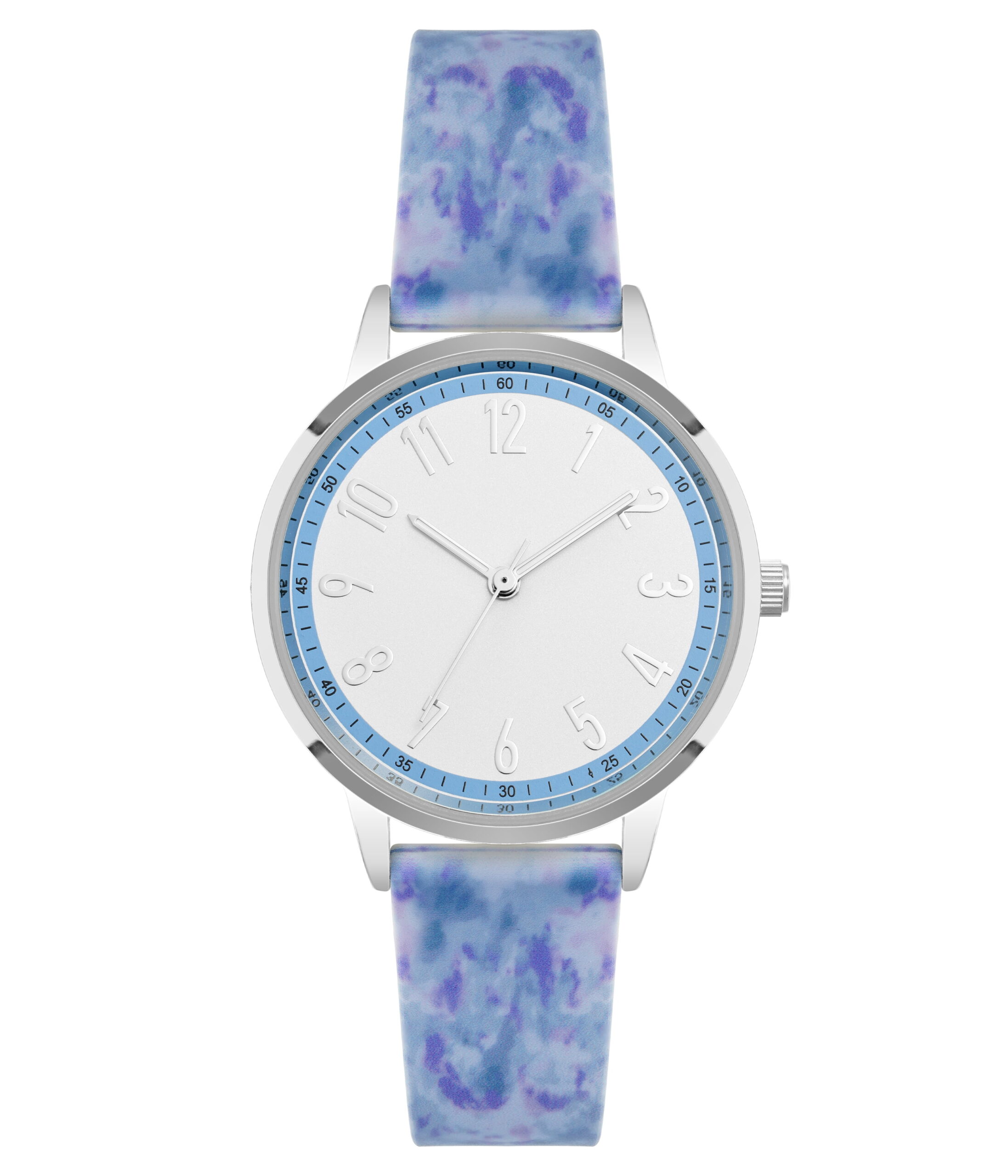 Time and Tru Blue Silicone Strap Round White Dial Casual Womens Watch