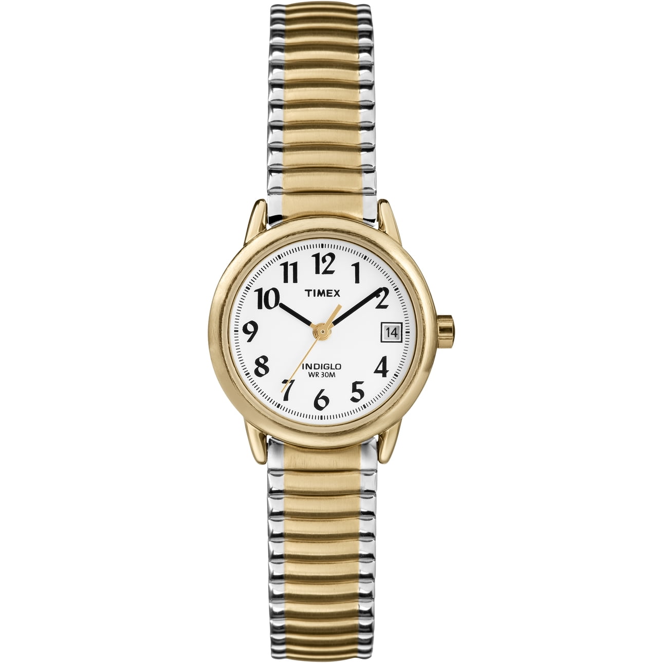 Timex Women's Easy Reader 25mm Watch – Two-Tone Case White Dial with Expansion Band