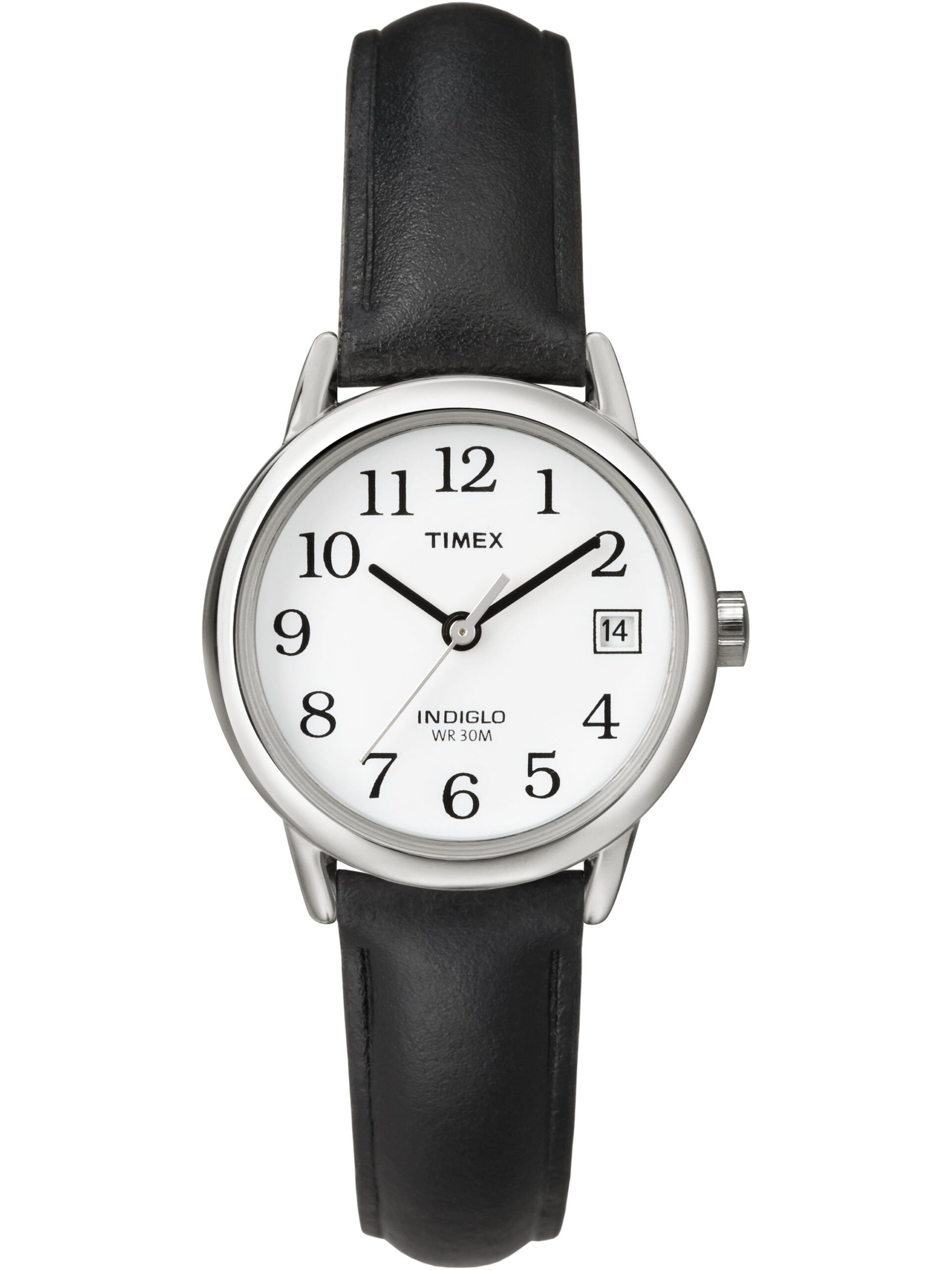 Timex Women's Easy Reader Date Black/Silver/White 25mm Casual Watch, Leather Strap