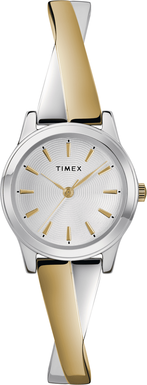 Timex Women's Stretch Bangle Crisscross Two-Tone 25mm Fashion Watch, Expansion Band